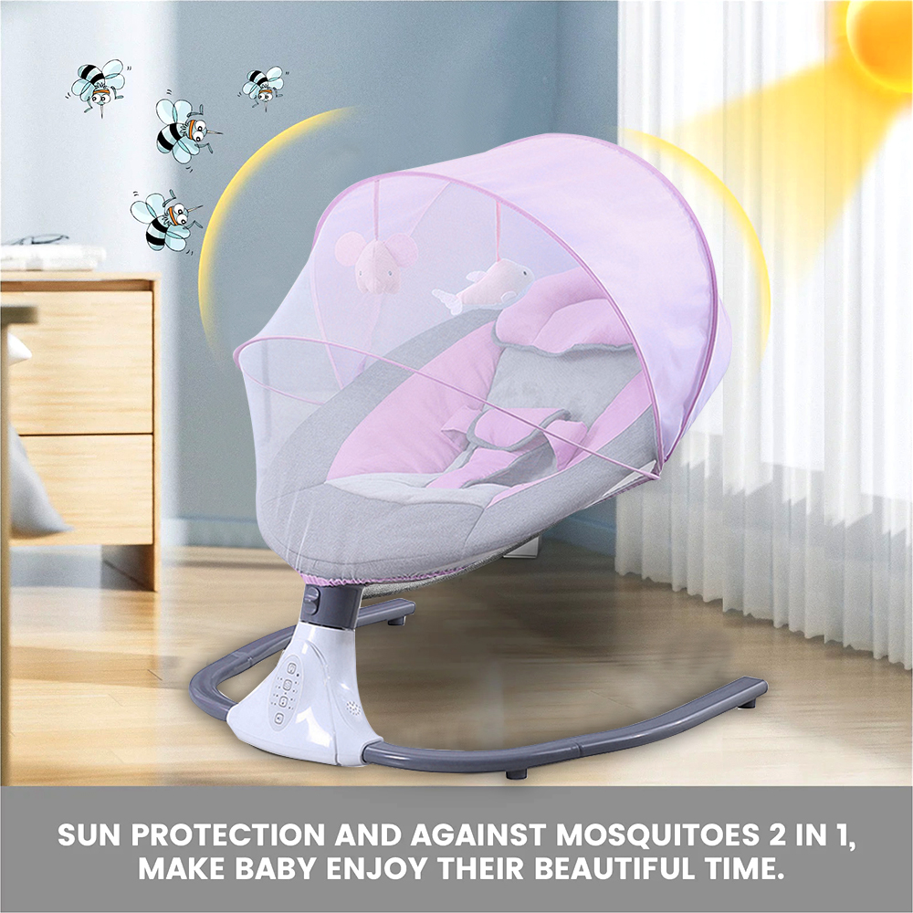 HAOUUCYIN Electric Baby Swing, bluetooth Music Infant Swing with 12 Lullabies for Boys Girls, Pink - Image 8