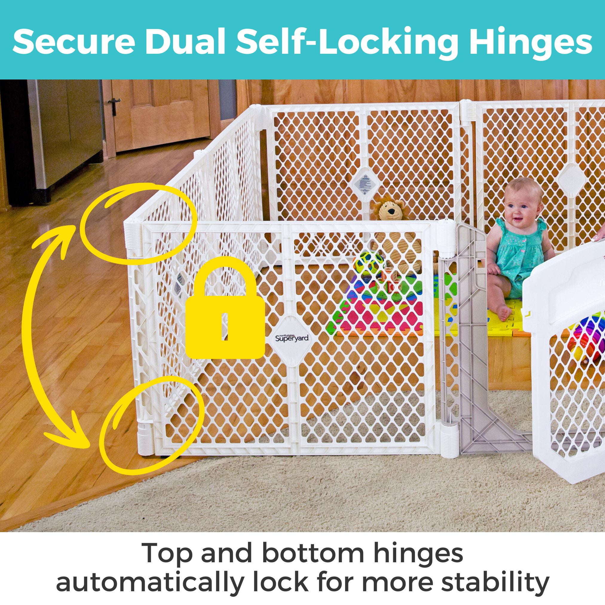 Toddleroo Superyard Ultimate 8-Panel Portable Indoor & Outdoor Baby Play Yard, Ivory - Image 9