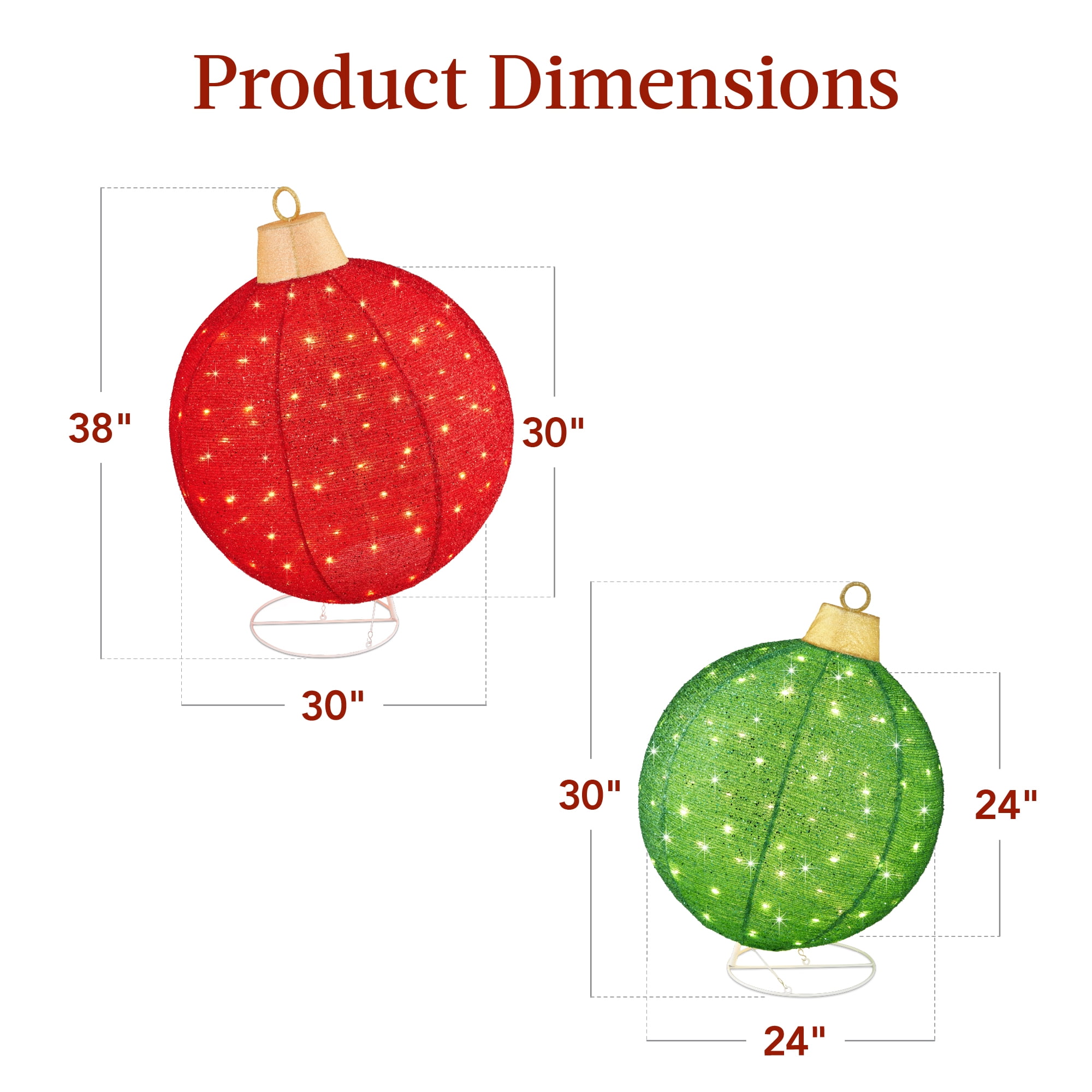 Best Choice Products 2pc Lighted Pop-Up Christmas Ornaments Outdoor Holiday Decoration w/ 180 LED Lights - Red/Green - Image 4