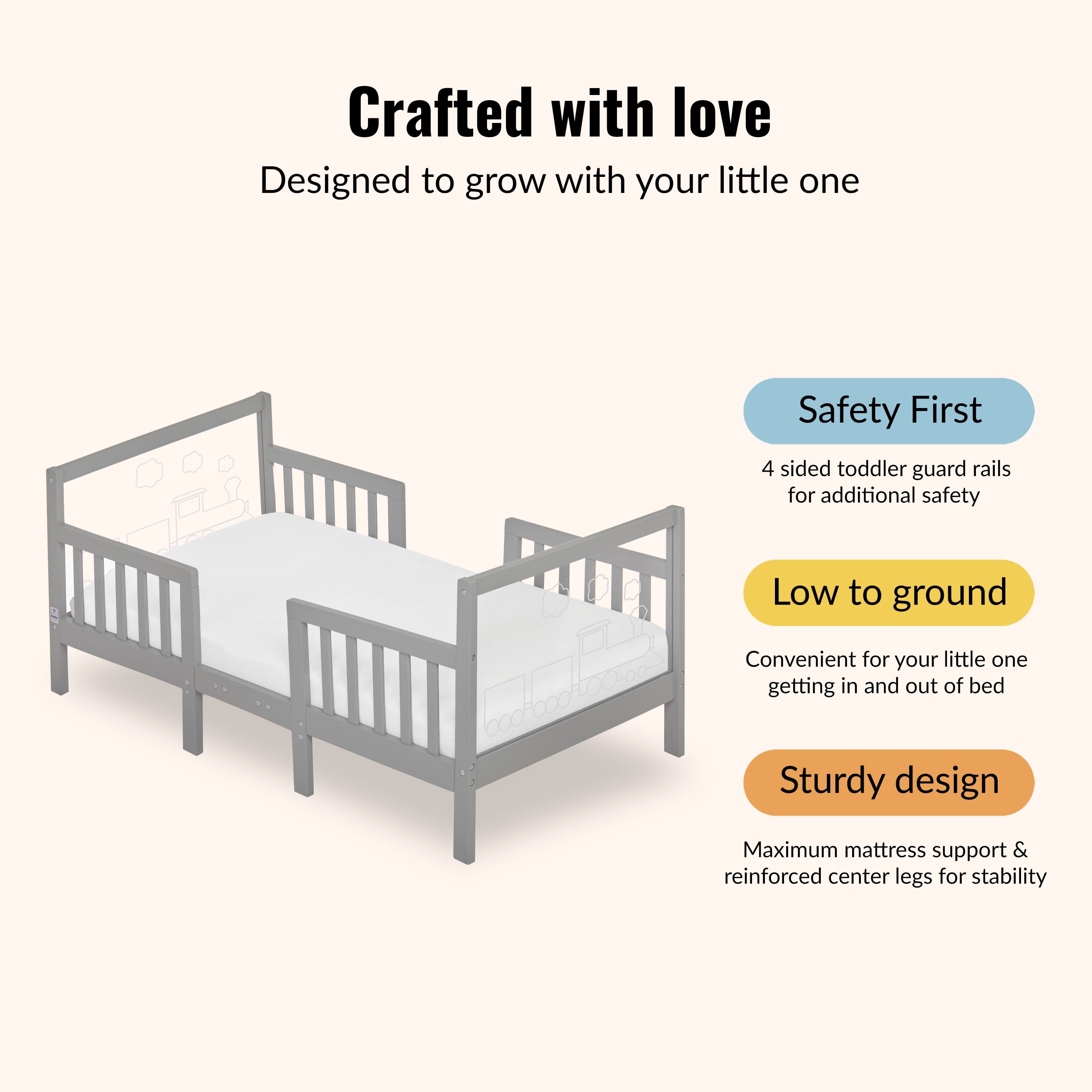 Dream On Me Polar Express Toddler Bed In Cool Grey - Image 6