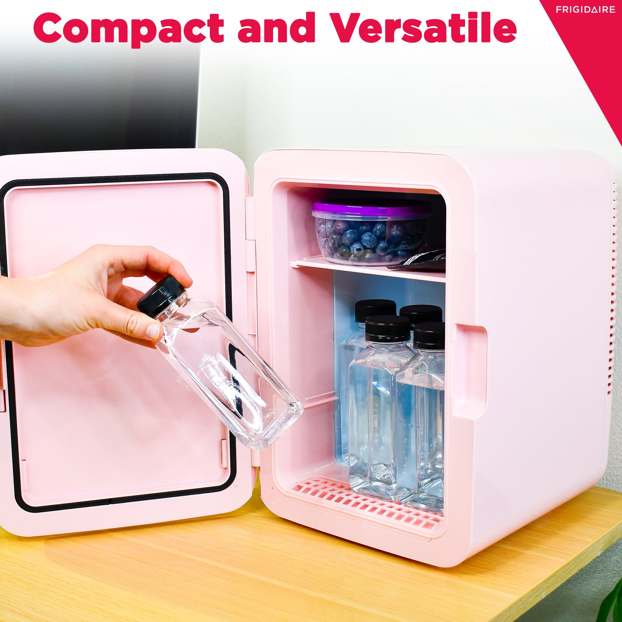 Frigidaire 6.5l, 9 Can Lighted Beauty Mirror Mini Personal Fridge Cooler, Pink, EFMIS170 - Image 9