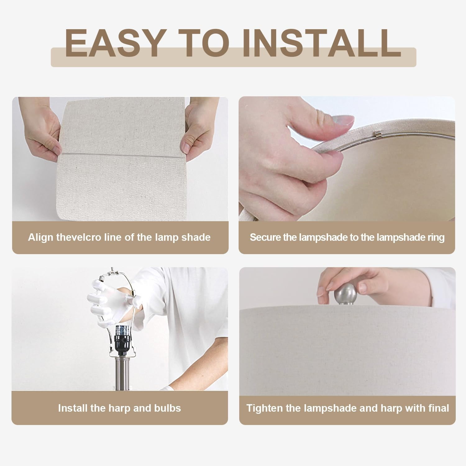 Oneach Retro Table Lamps Set of 2 Nightstands Lamps for Bedroom Living Room 20.5" Vintage Rustic Bedside Lamp - Image 10