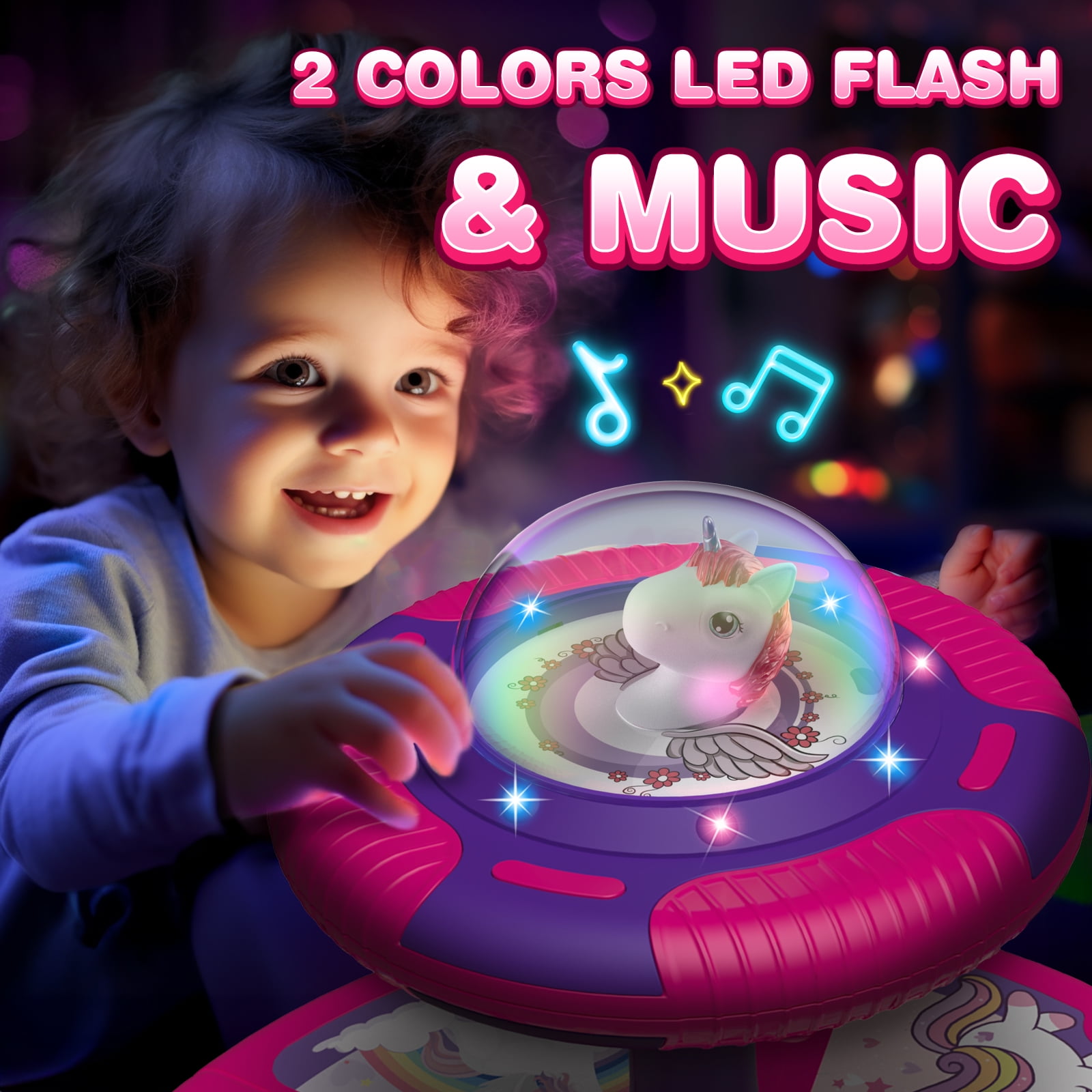 Beefunni Musical Unicorn Sit Twister and Spin Toy with LED Lights, 360° Twister Toddlers Toy Age 18 Months+, Birthday Gift for Girls and Boys 1-3 Years Old - Image 5