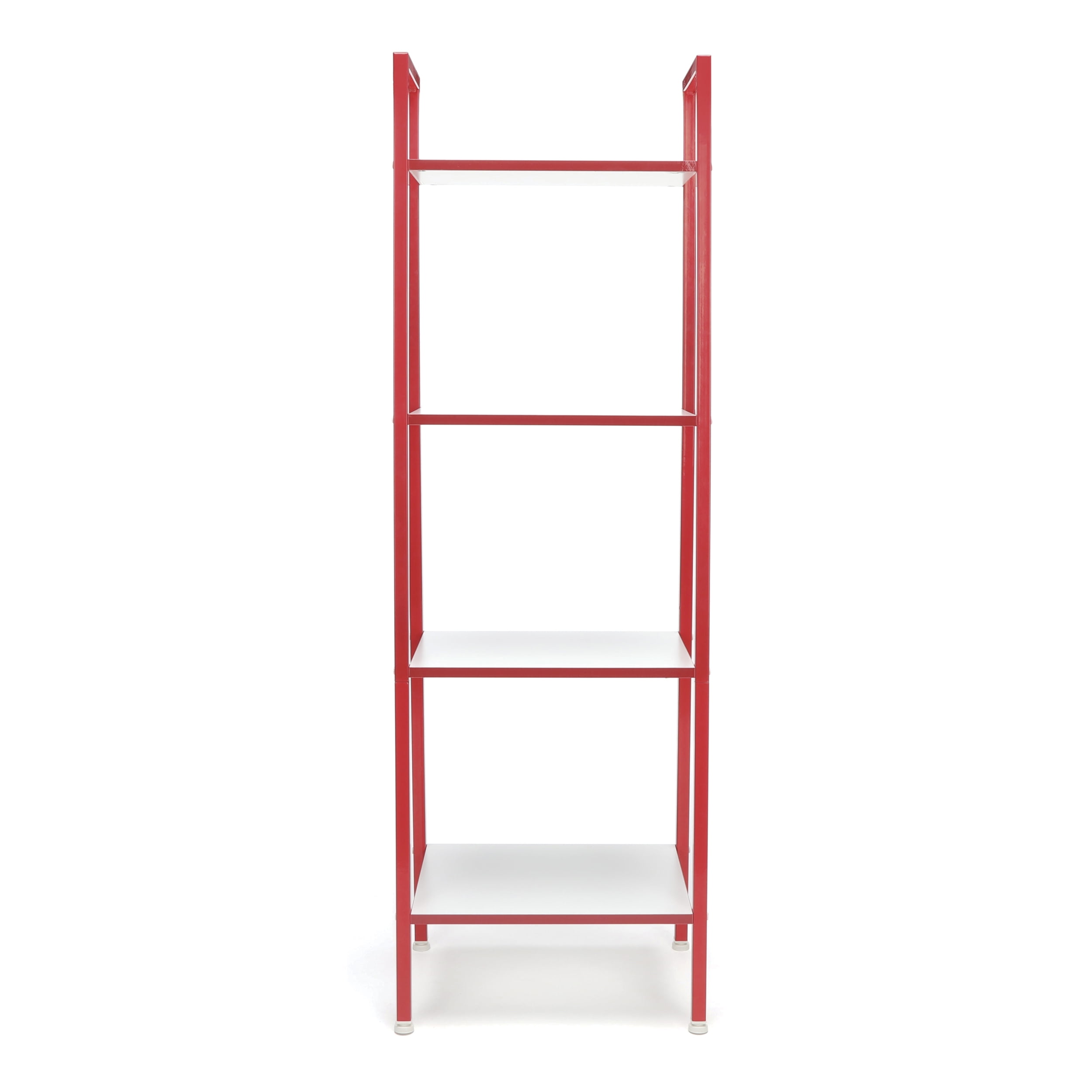 OFM ESS-1045 4-Shelf Free Standing Ladder Bookshelf with Red Frame - Image 4