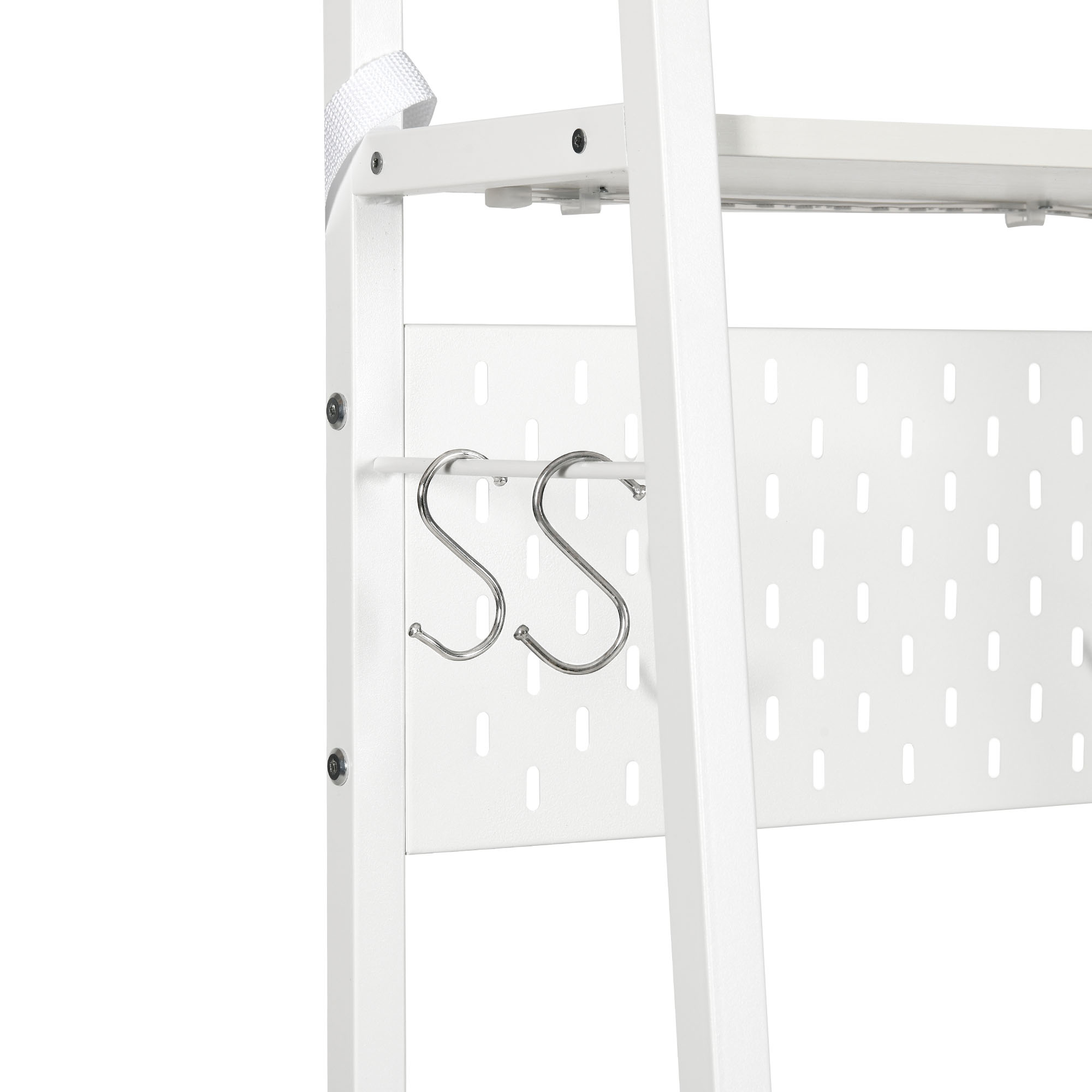 Dextrus Kitchen Baker's Rack with Power Outlet & LED Light, Microwave Stand with Door, White - Image 2