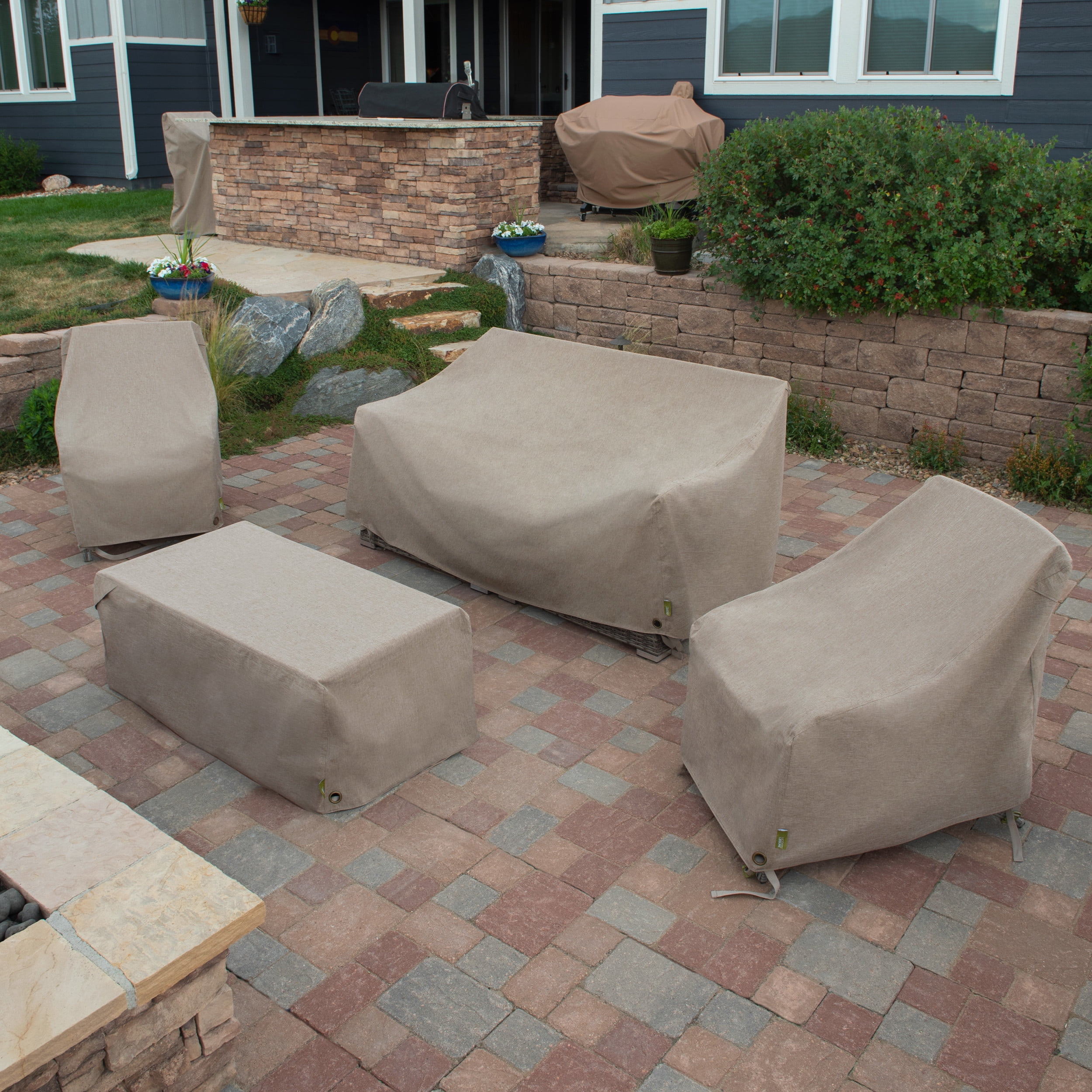 Modern Leisure Garrison Patio Chaise Lounge Cover, Waterproof, 65"L X 28"W X 29"H, Sandstone, 2-Pack - Image 4