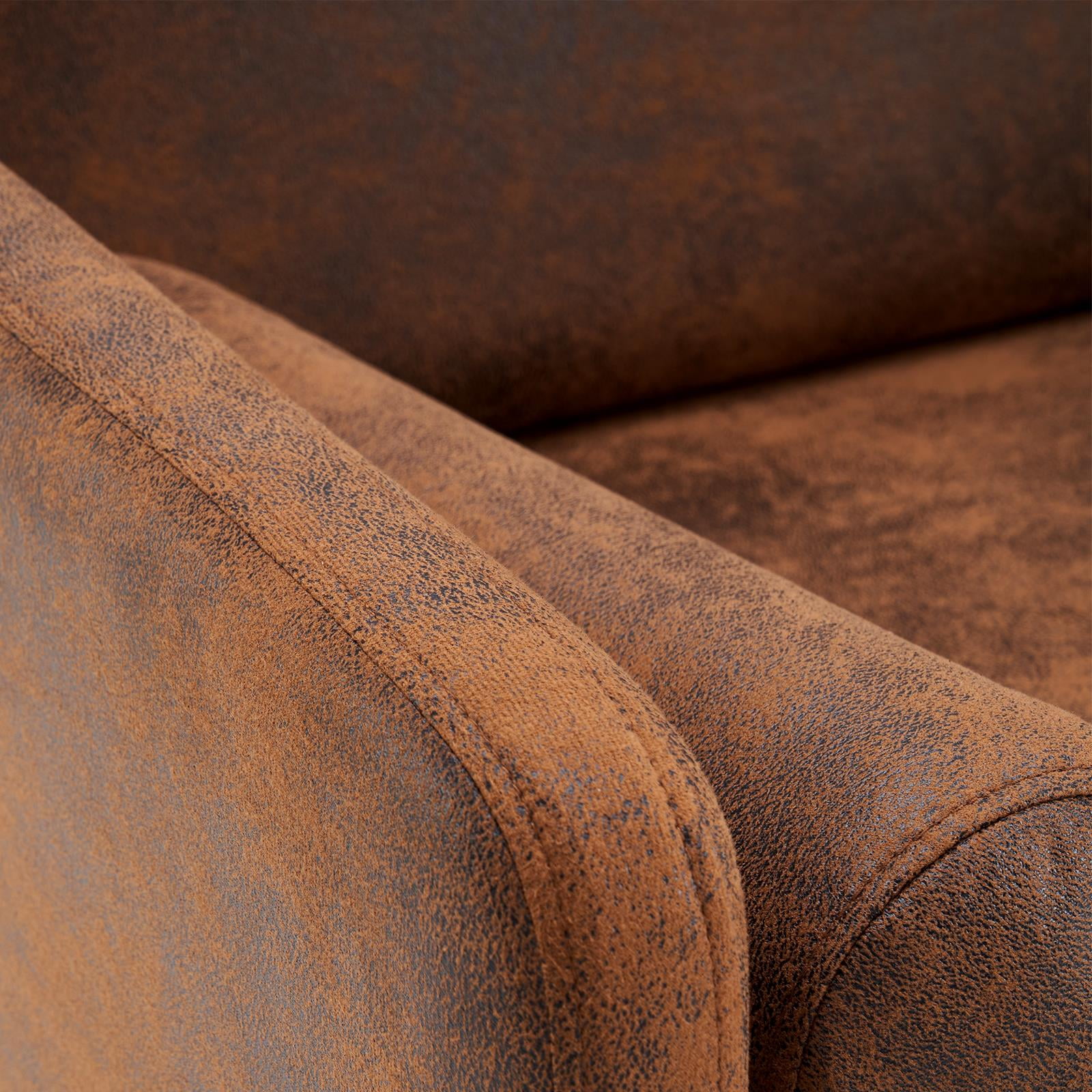 Ktaxon Mid-Century Accent Chair, Oversized Armchair with 2 Waist Pillows, Bronzing Cloth Sofa for Living Room Brown - Image 8