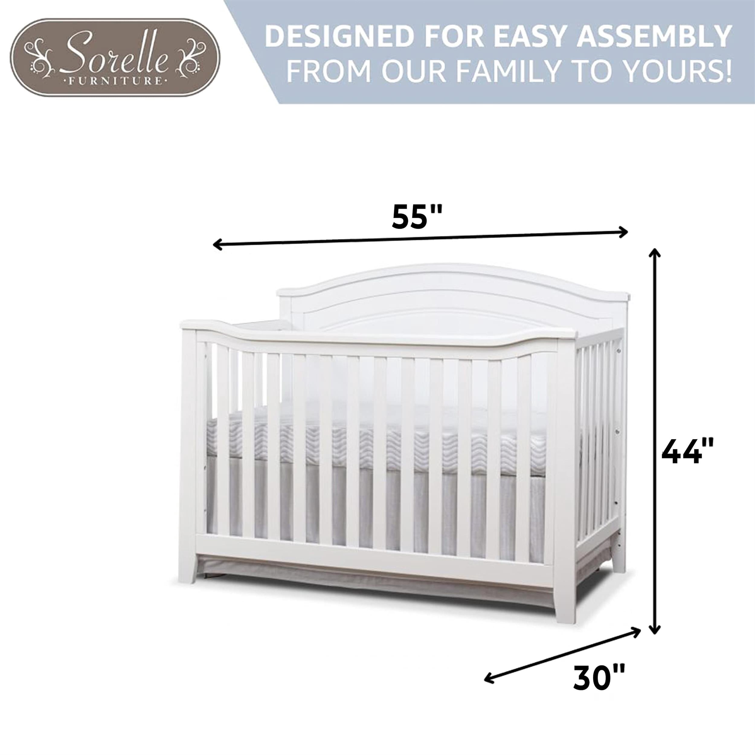 Sorelle Berkley Round Top 4 in 1 Crib - Gray - Image 2