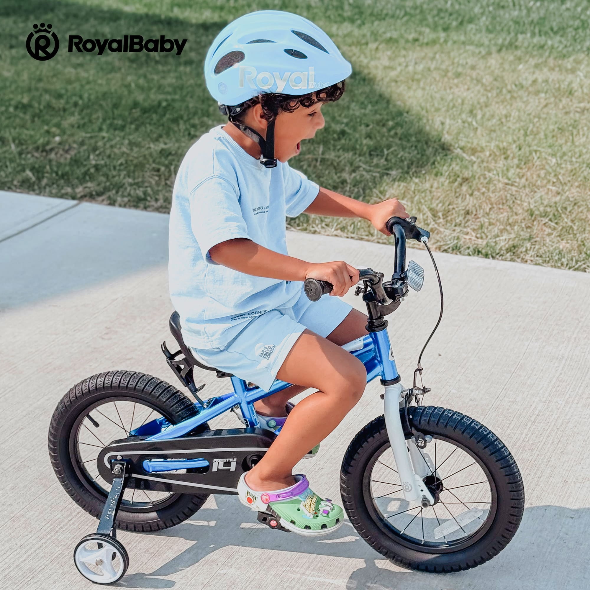 Royalbaby Boys Girls Kids Bike 16 In BMX Freestyle White 2 Hand Brakes Bicycles with Training Wheels Child Bicycle - Image 2