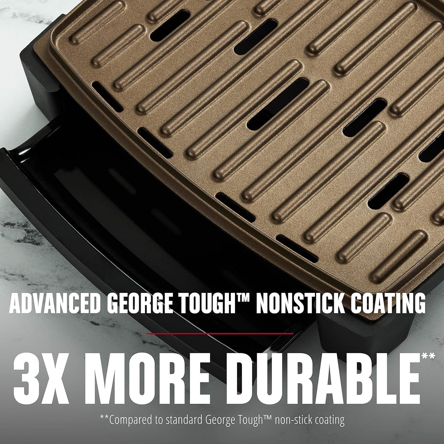 George Foreman GRES060BZ Contact Submersible? Grill, NEW Dishwasher Safe, Wash the Entire Grill, Easy-to-Clean Nonstick, Black/Bronze - Image 2