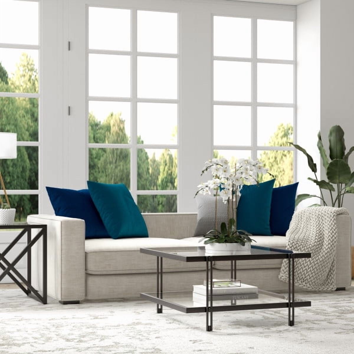 Evelyn&Zoe Inez 32" Wide Square Coffee Table in Blackened Bronze - Image 5