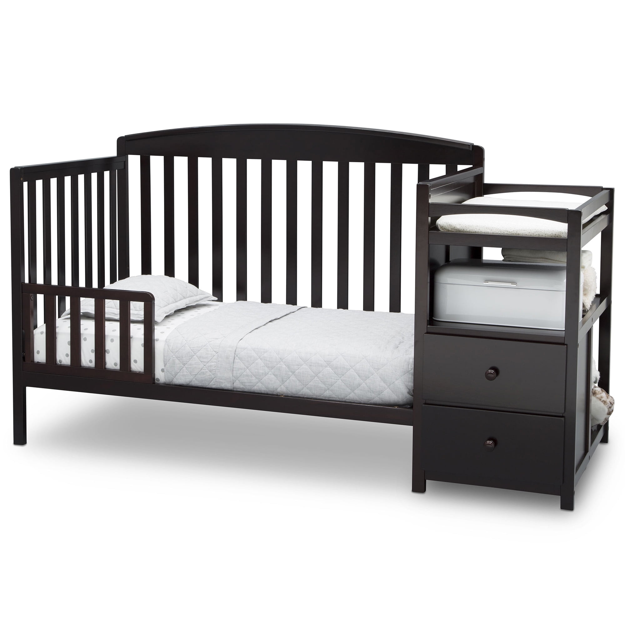 Delta Children Royal 4-in-1 Convertible Baby Crib and Changer, Dark Chocolate - Image 2