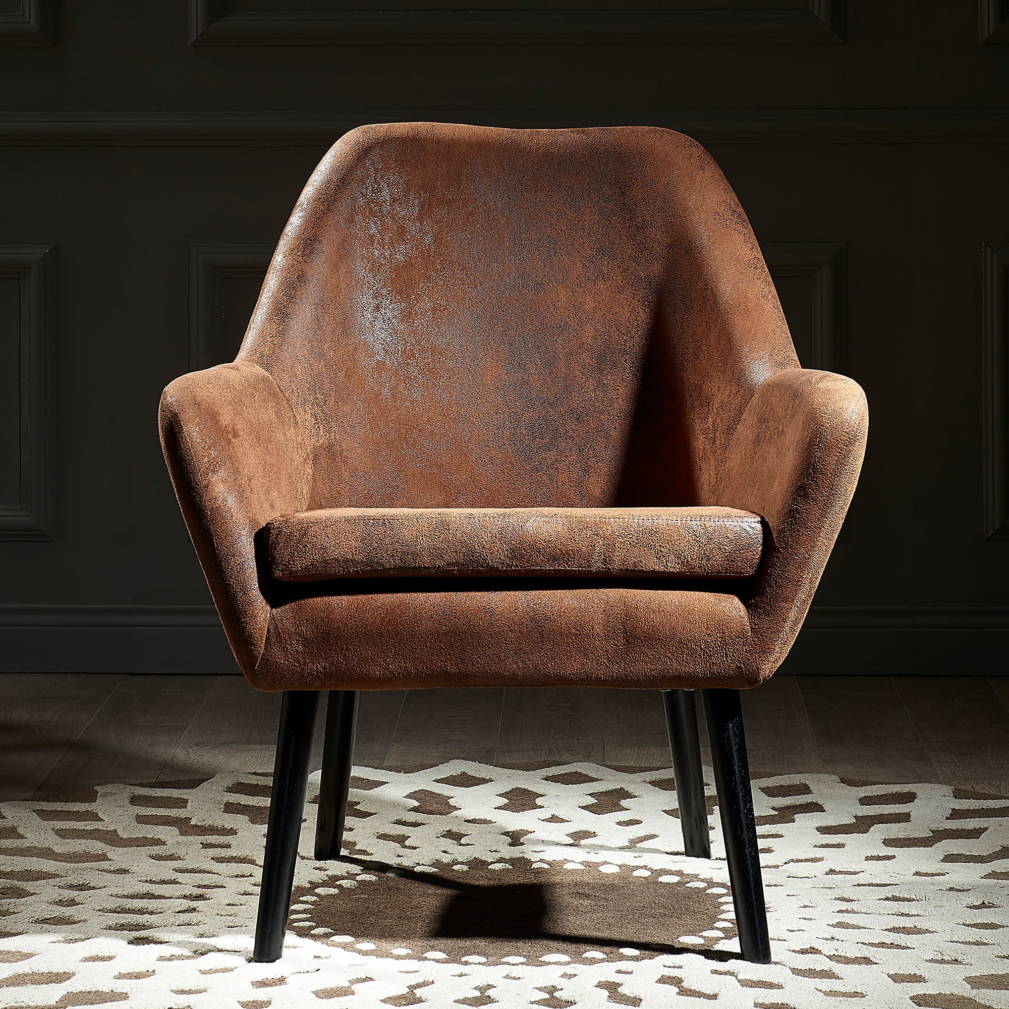 Teamson Home Divano Armchair with Aged Fabric, Brown - Image 5