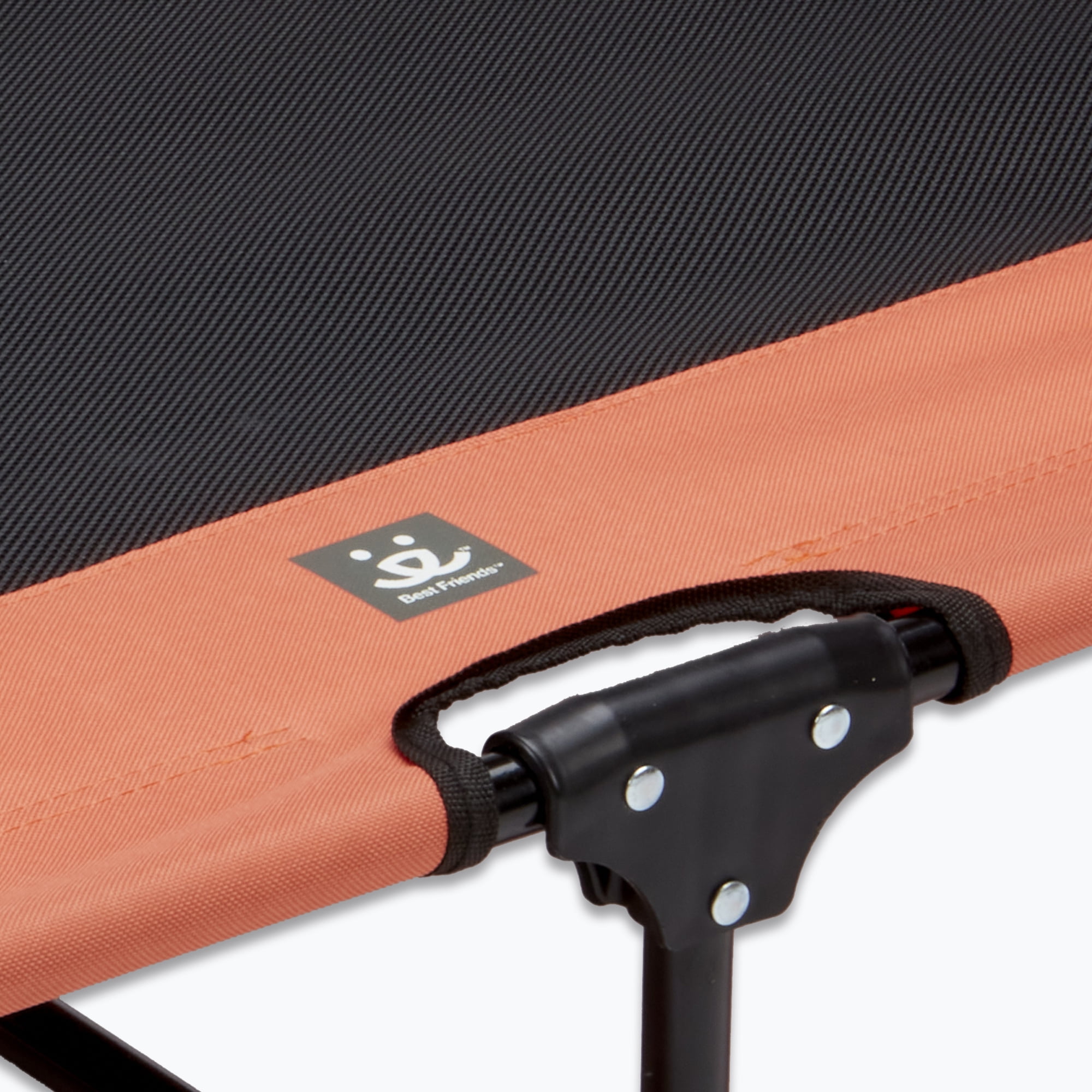 Best Friends Folding Dog Cot mesh center for ventilation with foldable legs for easy travel - For pet up to 50 lbs - Orange & Gray, Dimensions - Image 2
