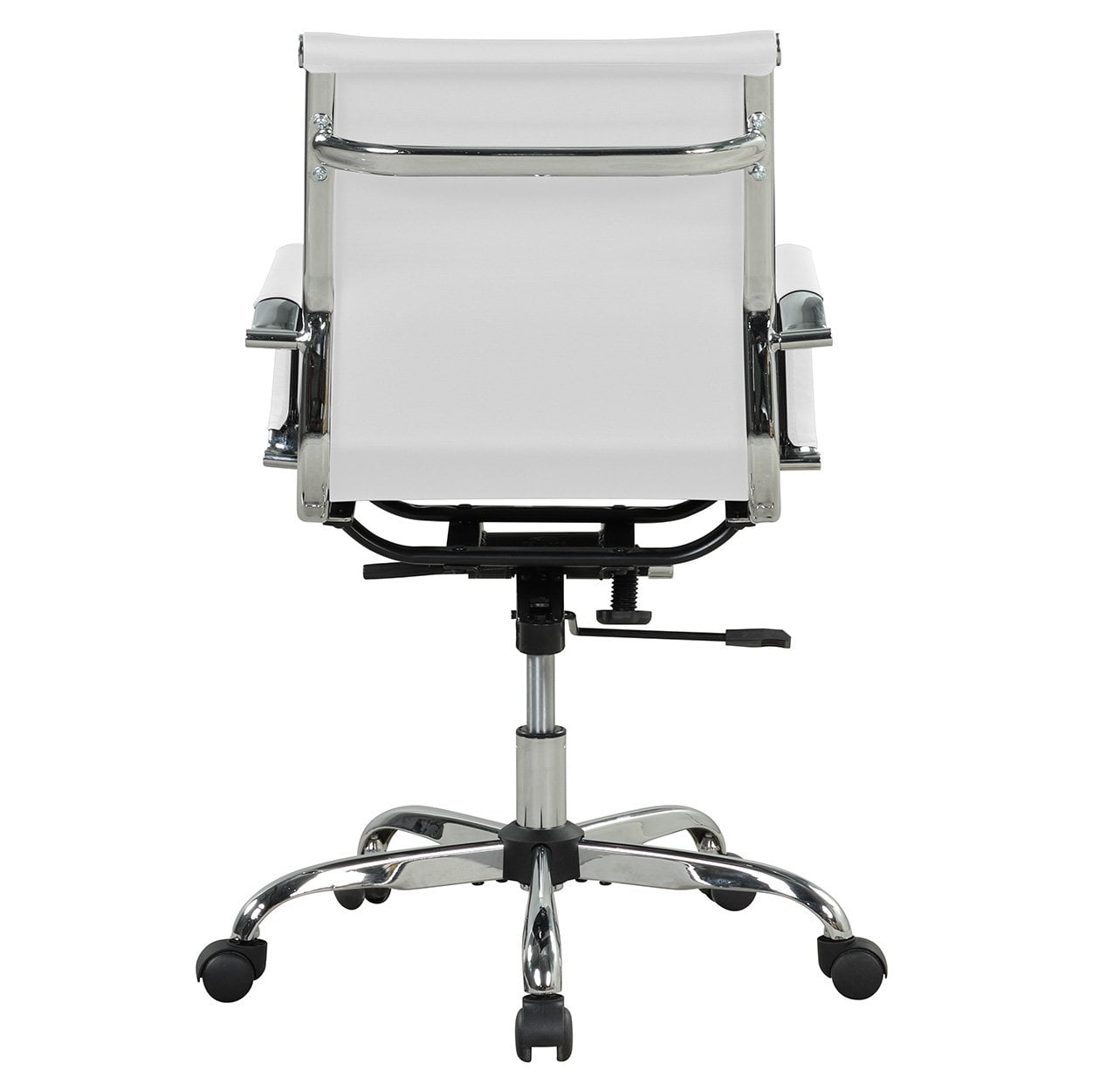 Mainstays Ribbed Back PU Leather Office Chair, Adjustable Height, White, for Teens and Adults - Image 4