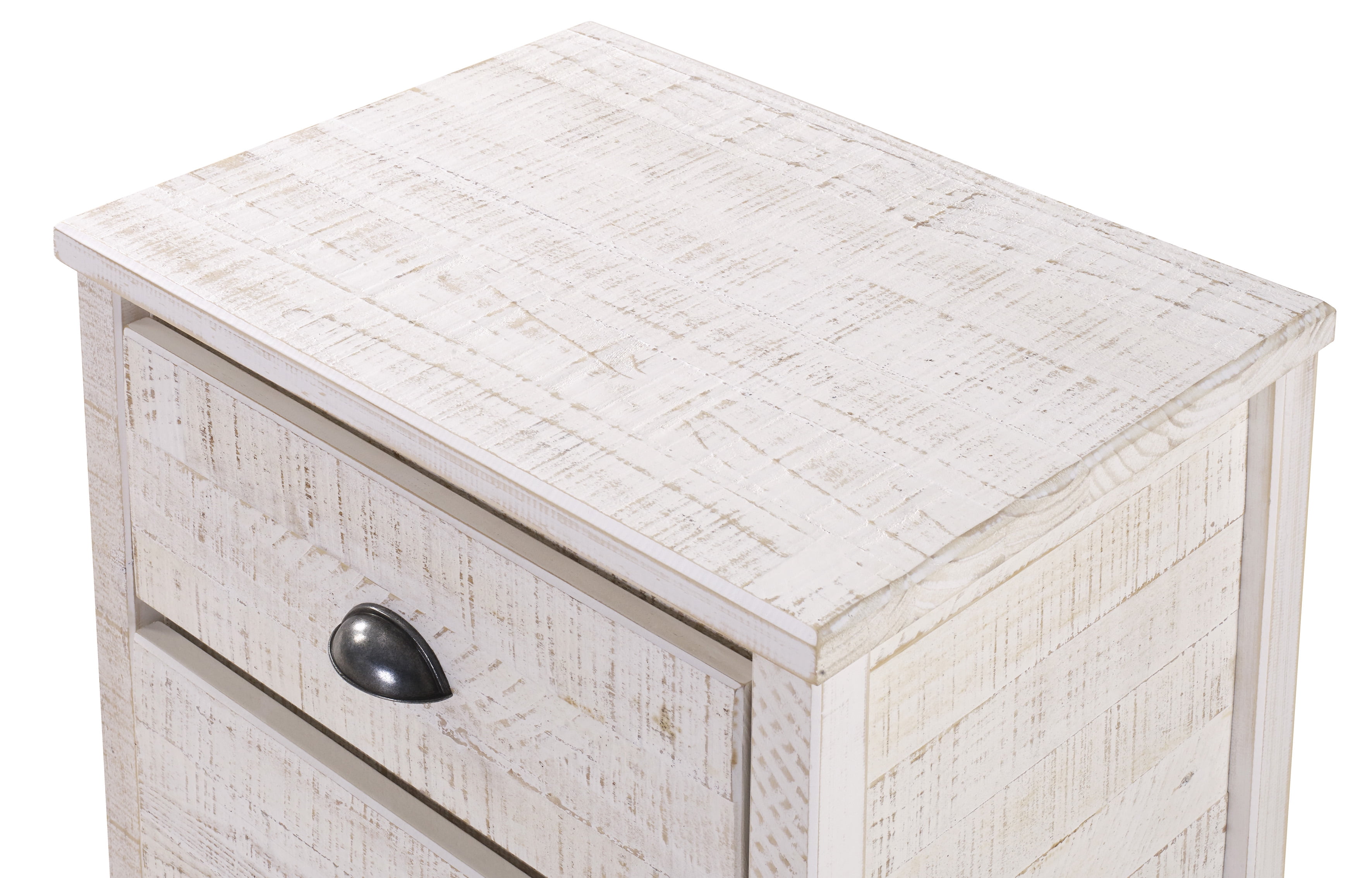 Camaflexi Baja Wood 2 Drawer Nightstand with Metal Pulls, Shabby White - Image 5