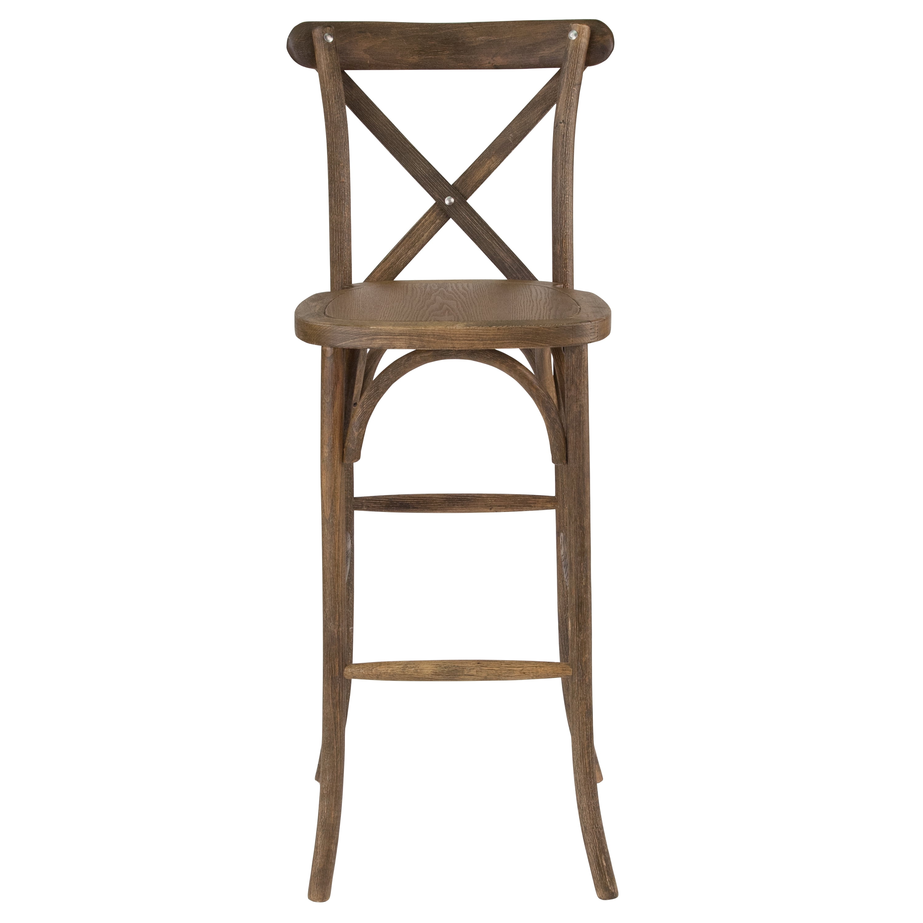 Flash Furniture 2 Pack HERCULES Series Dark Antique Wood Cross Back Barstool - Image 7