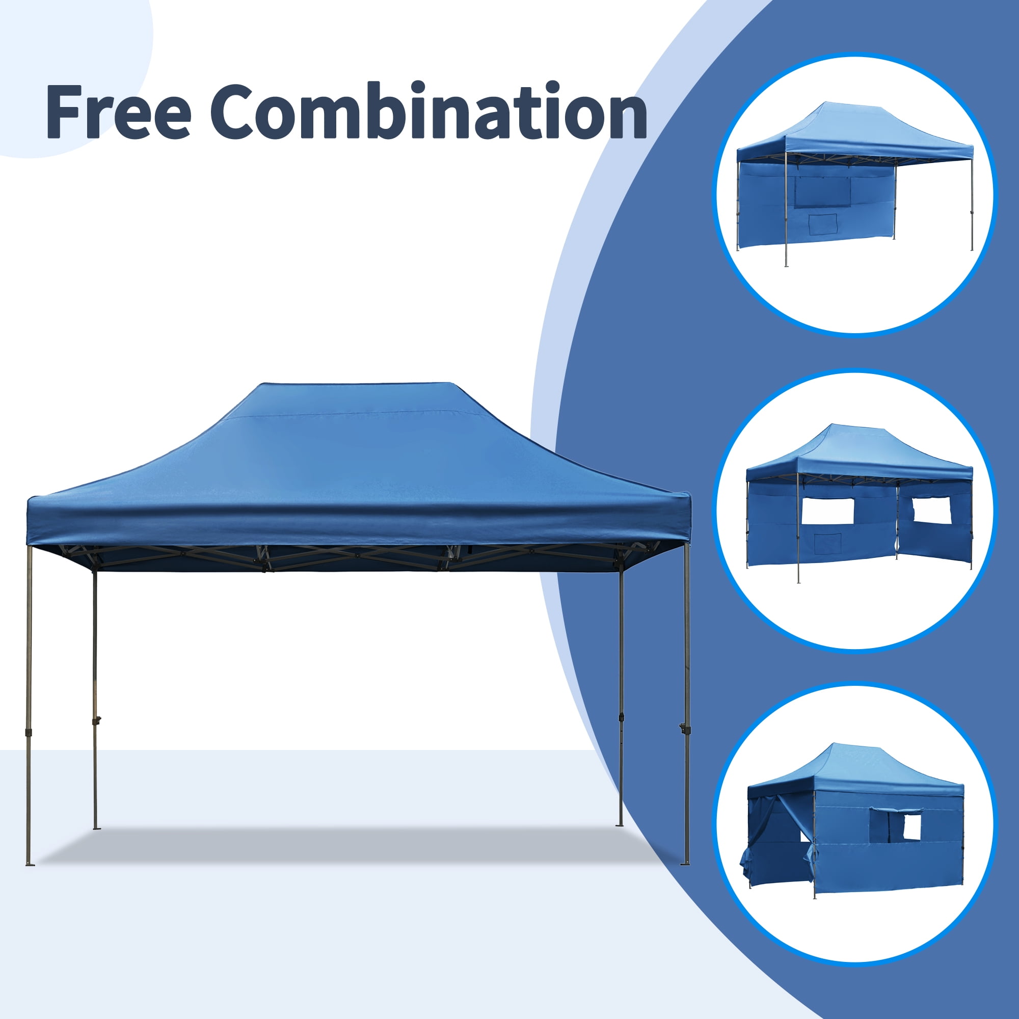 Euroco 10x15 Pop Up Canopy Tent, Heavy Duty Party Tent with 4 Sidewalls UV Waterproof Protection, 3 Height Adjustable Outdoor Canopy Tent for Weddings, Events, and Backyard Gatherings, Blue - Image 9