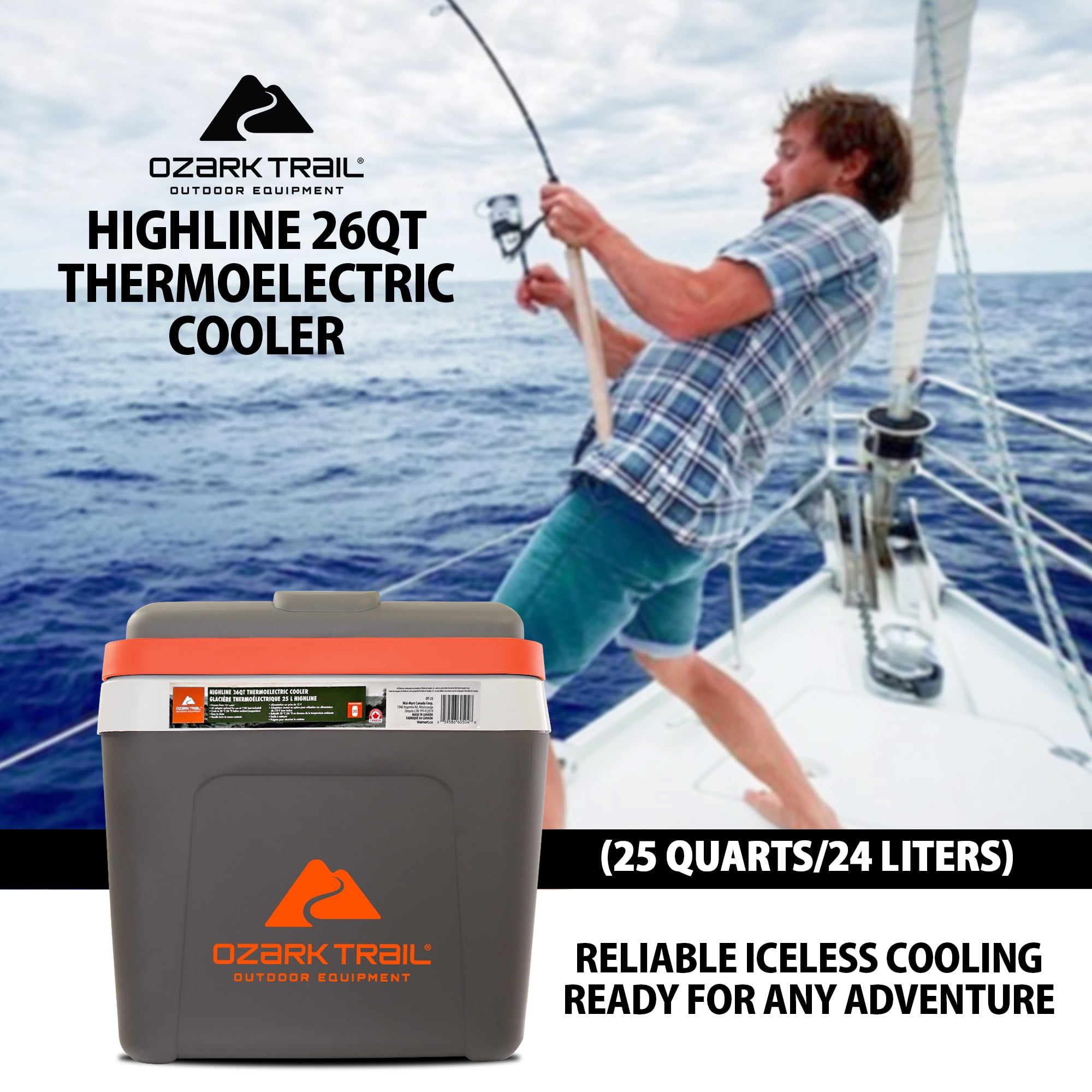 Ozark Trail 26QT electric Cooler 12V Portable Travel Beach Camping Picnic Insulated Cooler 30 Cans Iceless 24L, Grey - Image 7