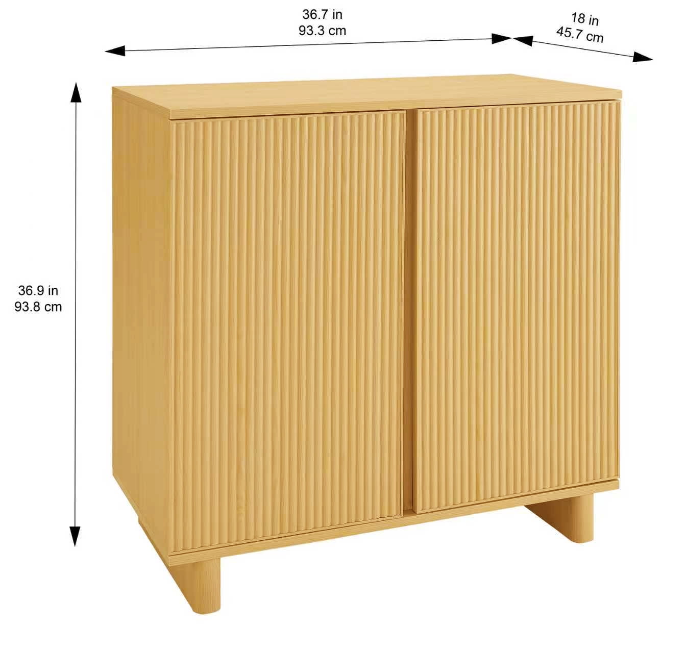 Better Homes & Gardens Lillian Fluted Bar Cabinet, Natural Pine Finish - Image 4