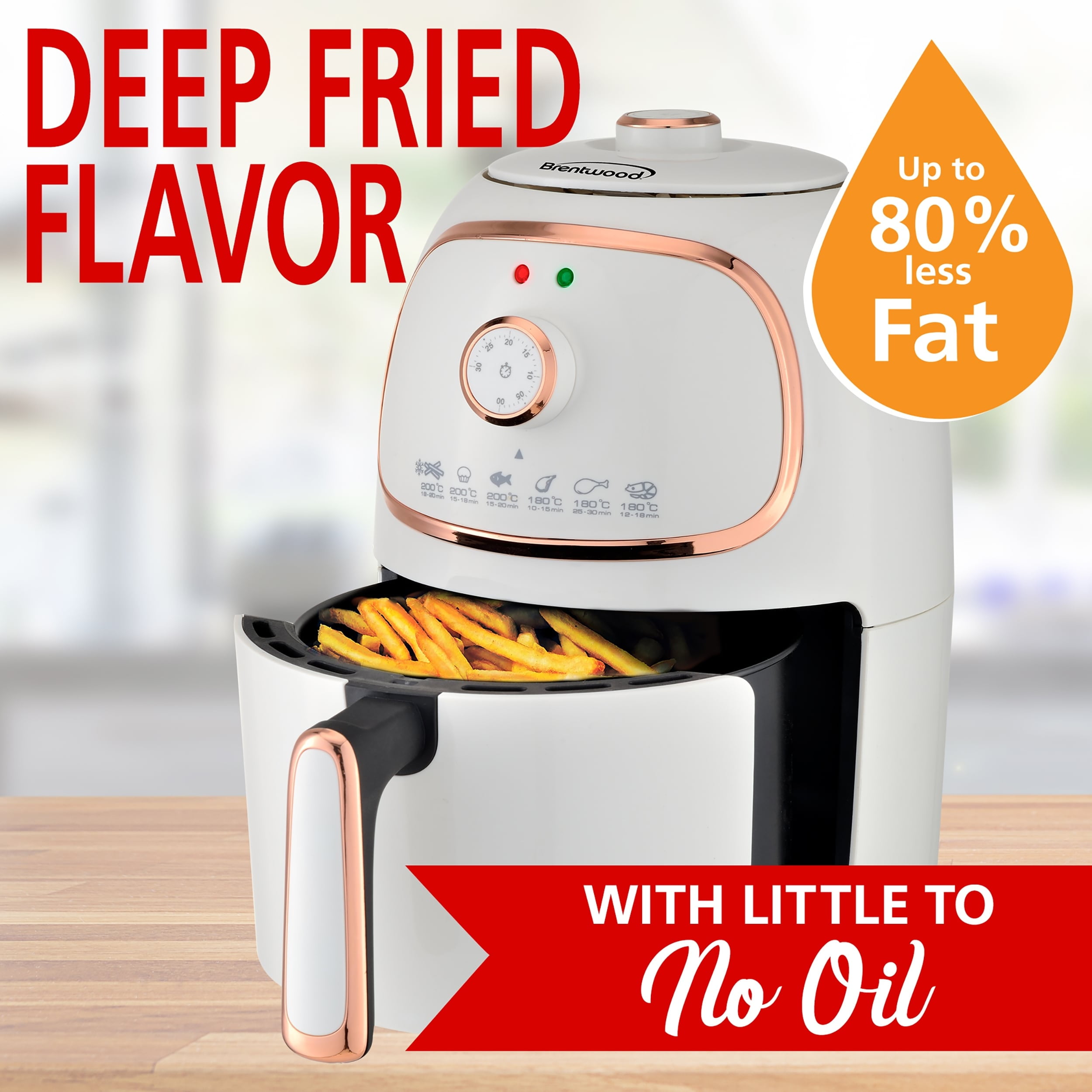 Brentwood 2-Qt. 1,200-Watt Electric Air Fryer with Timer and Temperature Control (White) - Image 7