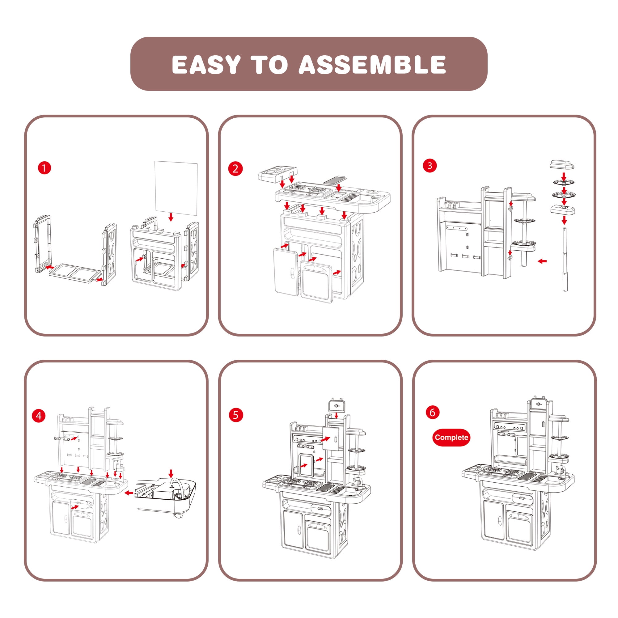 Yexmas Play Kitchen, 37"H Kids Kitchen Playset with Real Sounds & Lights,Pretend Play Food Toys,Play Sink,Cooking Stove with Steam,Toddler Kitchen Toy Gift for Boys and Grlis, 65PCS - Image 3