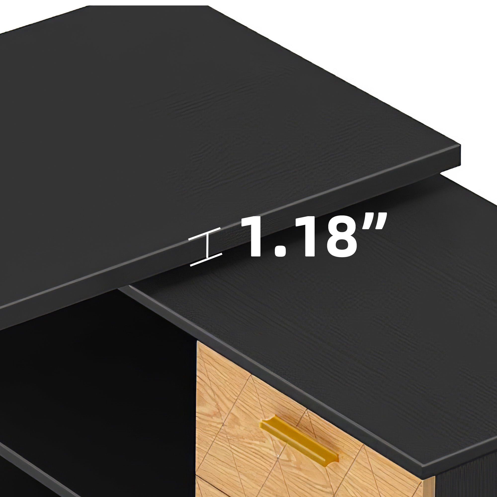 Dextrus L Shaped Desk with LED Light & Power Outlets, 59 inch Reversible Computer Desk with File Cabinet & Storage Shelves, Executive Desk Office Desk Writing Desk for Home Office, Black - Image 14