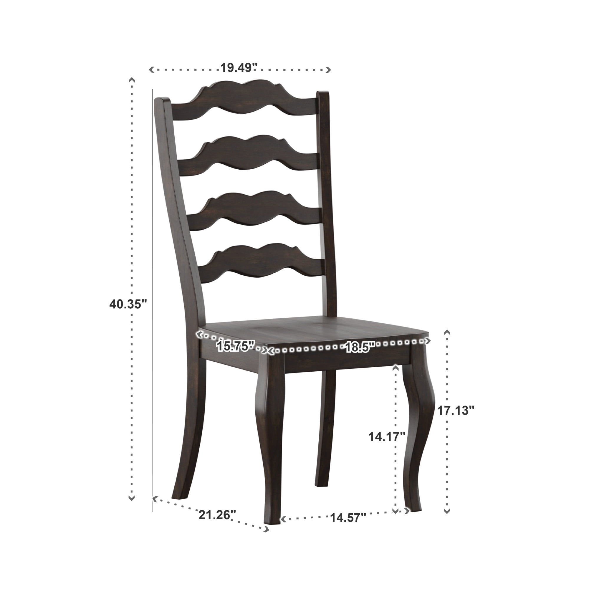 Weston Home Farmhouse French Ladder Back Wood Dining Chairs, Set of 2, Antique Black - Image 5