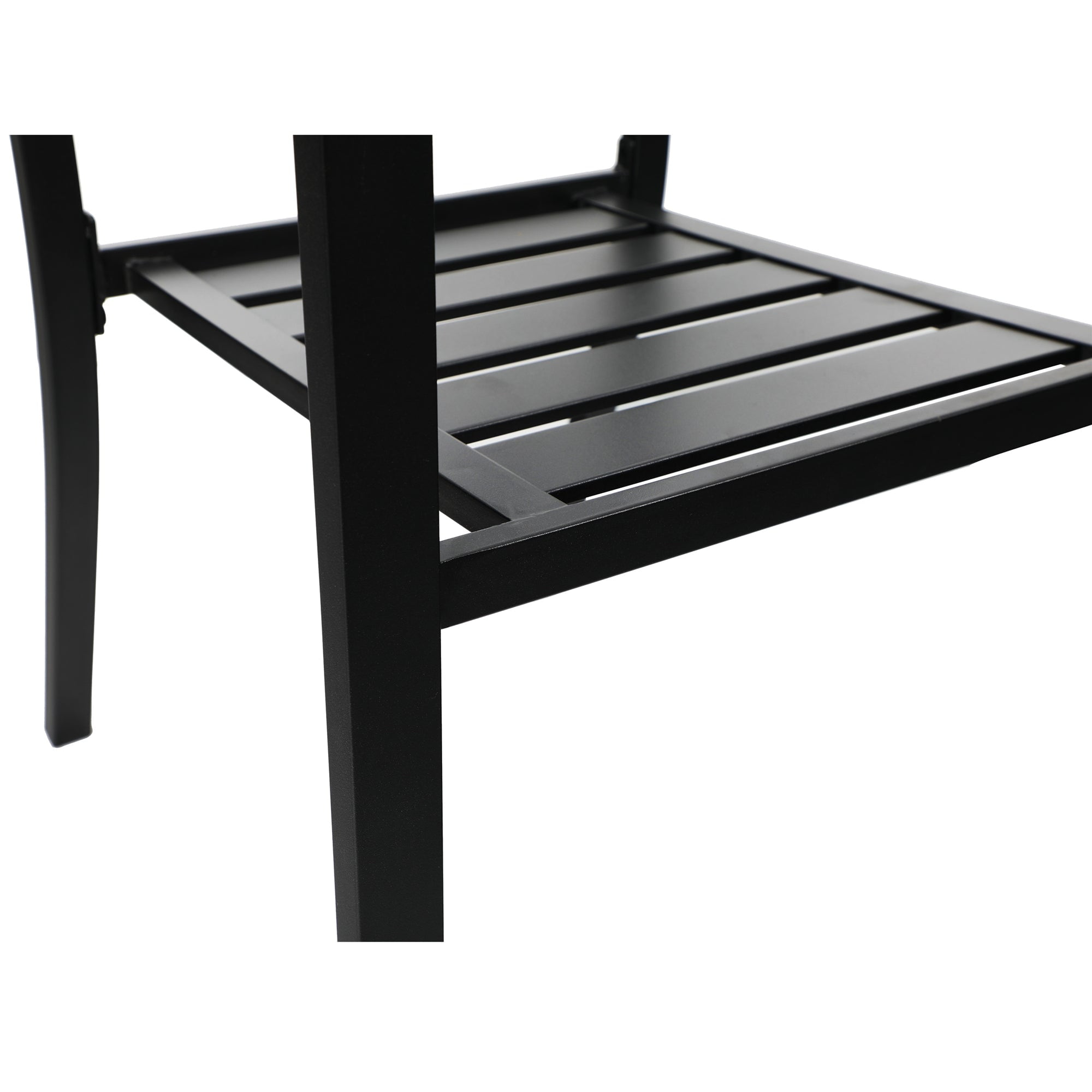 MF Studio 5-Piece Outdoor Patio Dining Set with Stacking Chairs & Faux Wood Table for 4-Person, Metal Steel, Black - Image 6