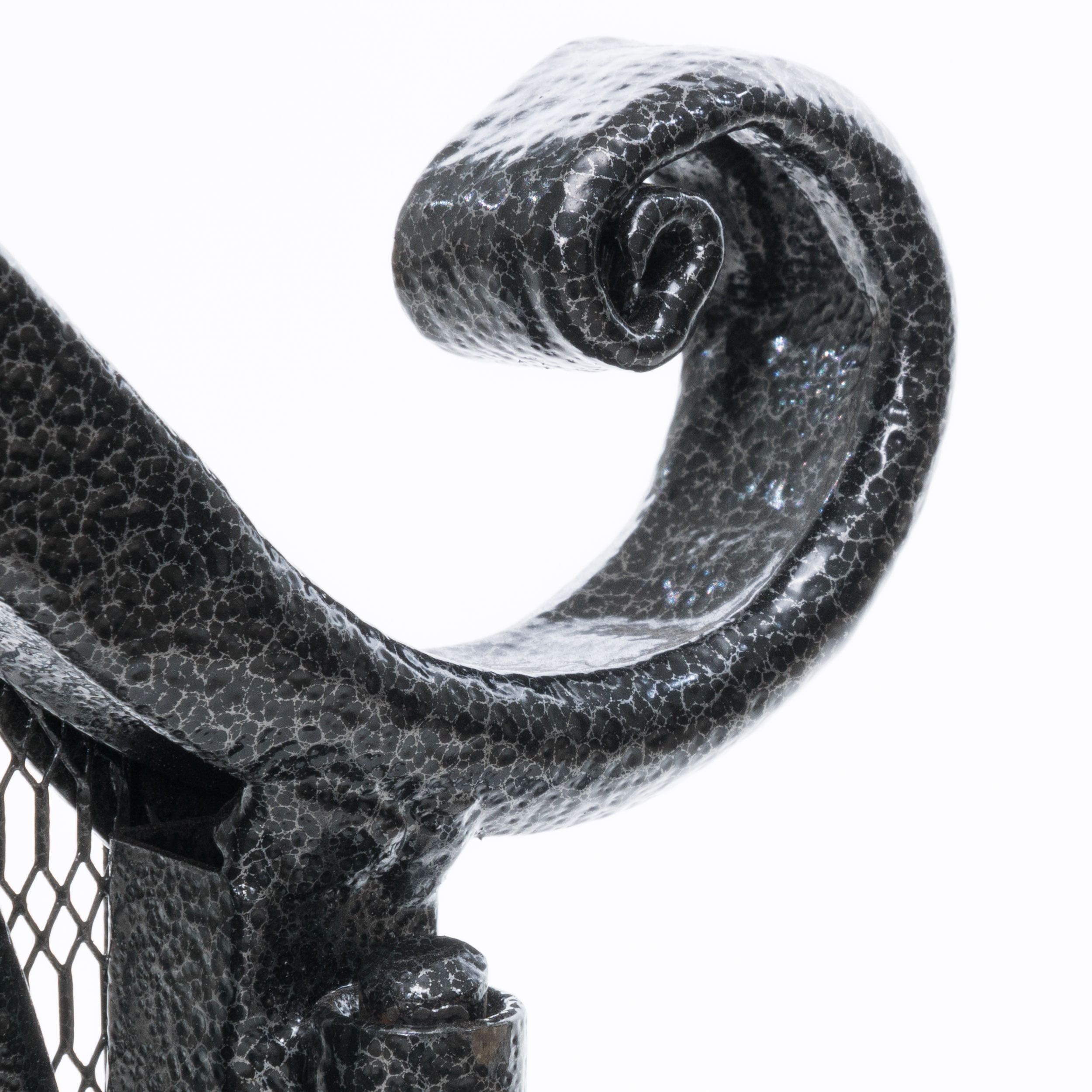 Noble House Christopher Iron Fireplace Screen, Silver Flower on Black - Image 10