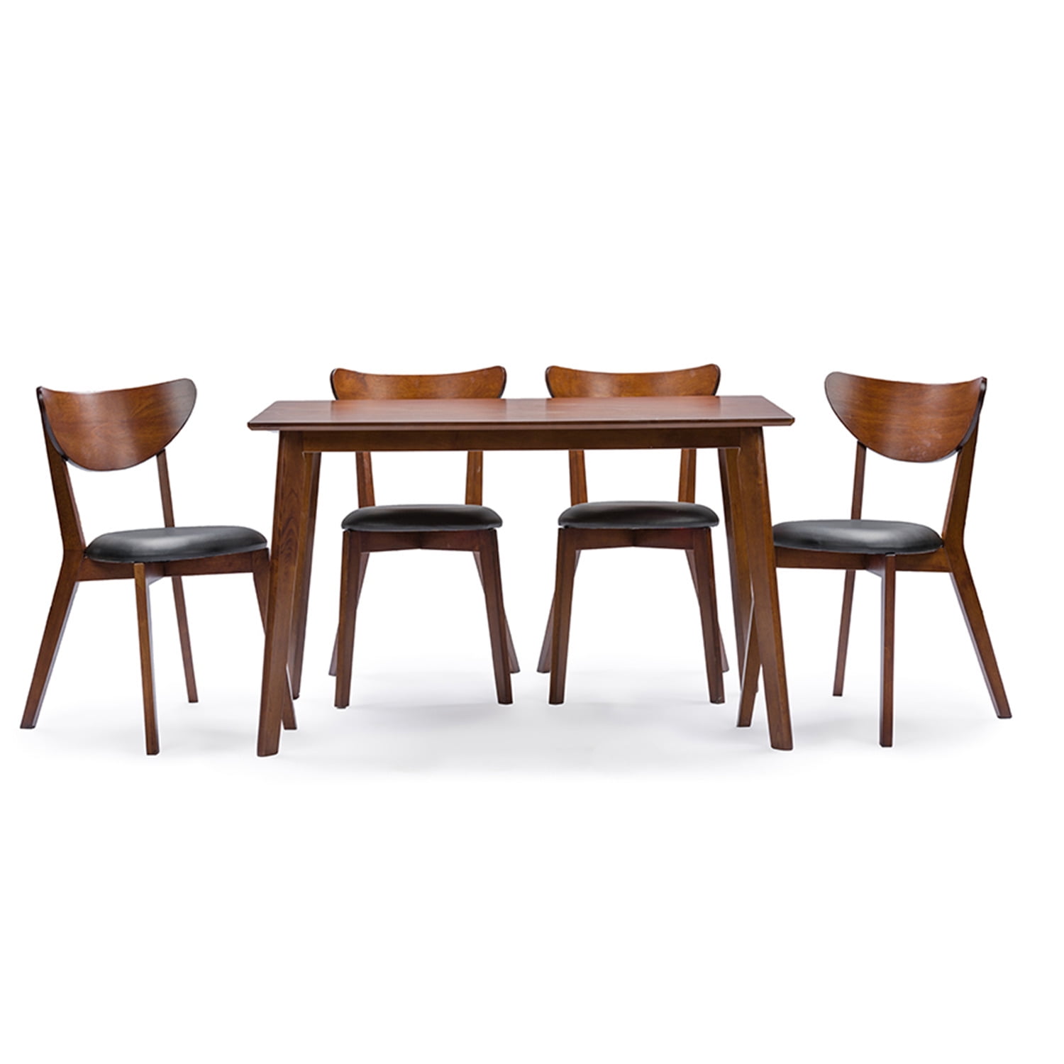 Baxton Studio Sumner Mid-Century-Style Walnut Brown 5-Piece Dining Set - Image 2