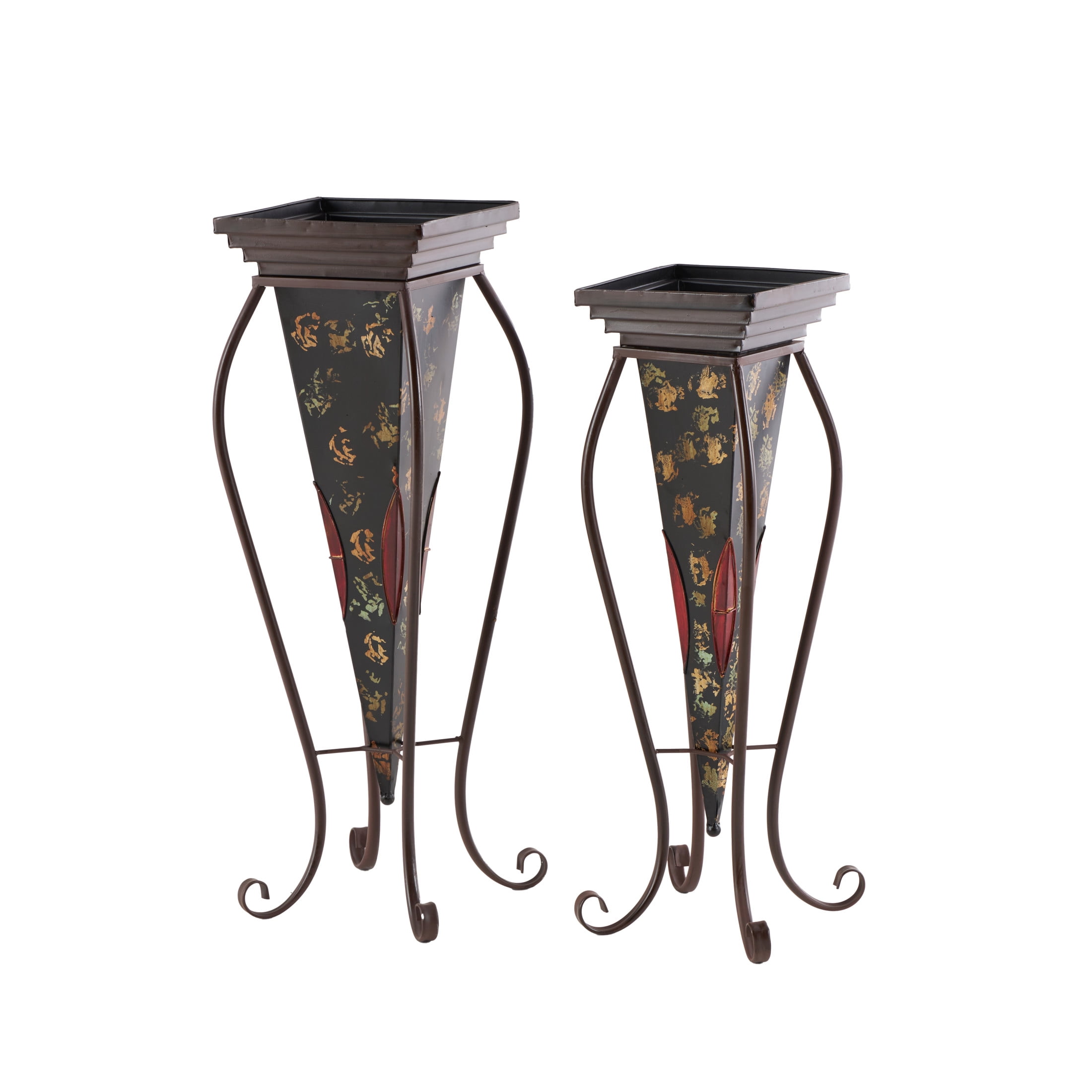 DecMode 30", 28"H Brown Metal Scroll Planter (2 Count) - Image 6