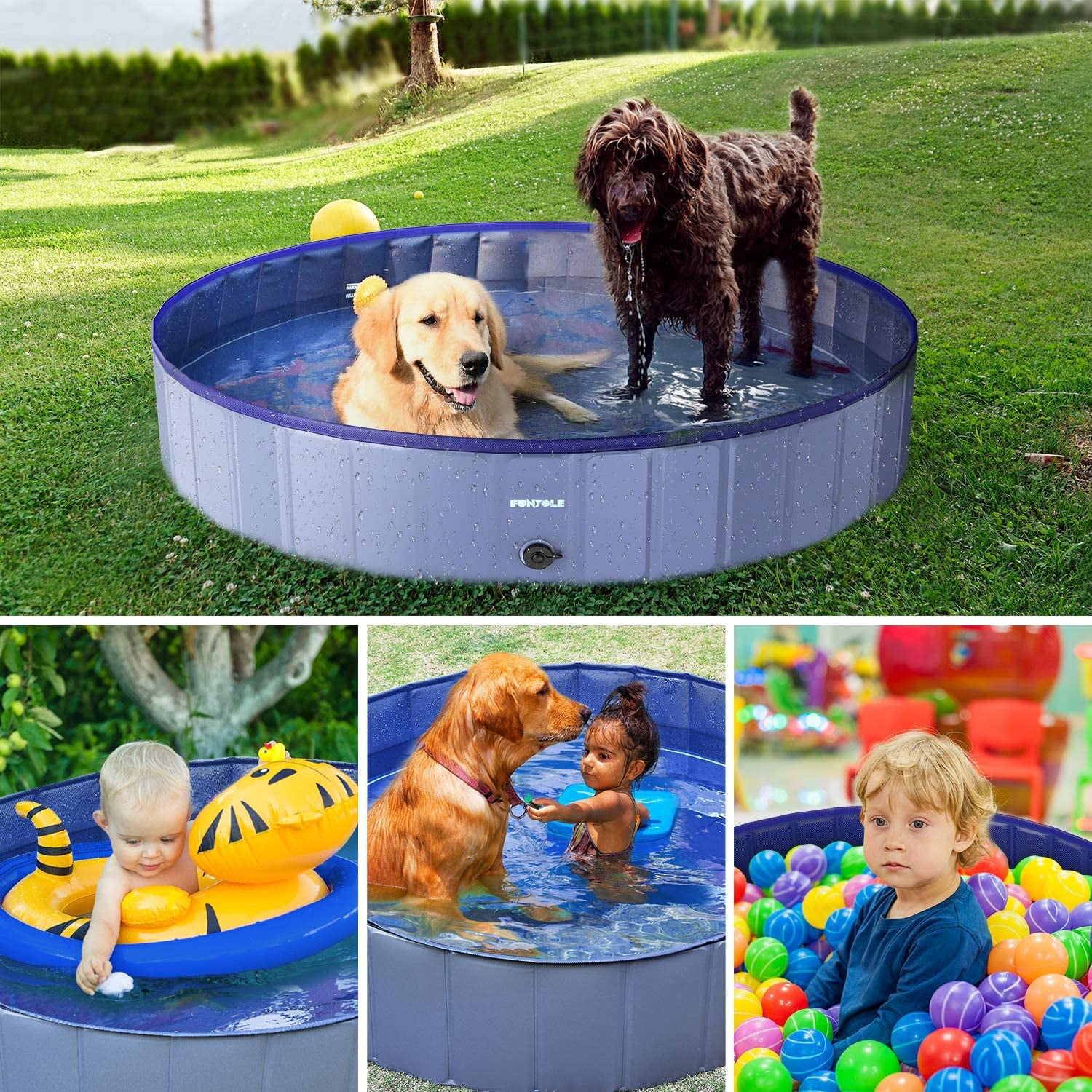 Outdoor Foldable Pet Dog Swimming Pool with Pool Cover,48” Portable Dog Pool for Large Dogs Bathing Tub Kiddie Pool,XL - Image 4