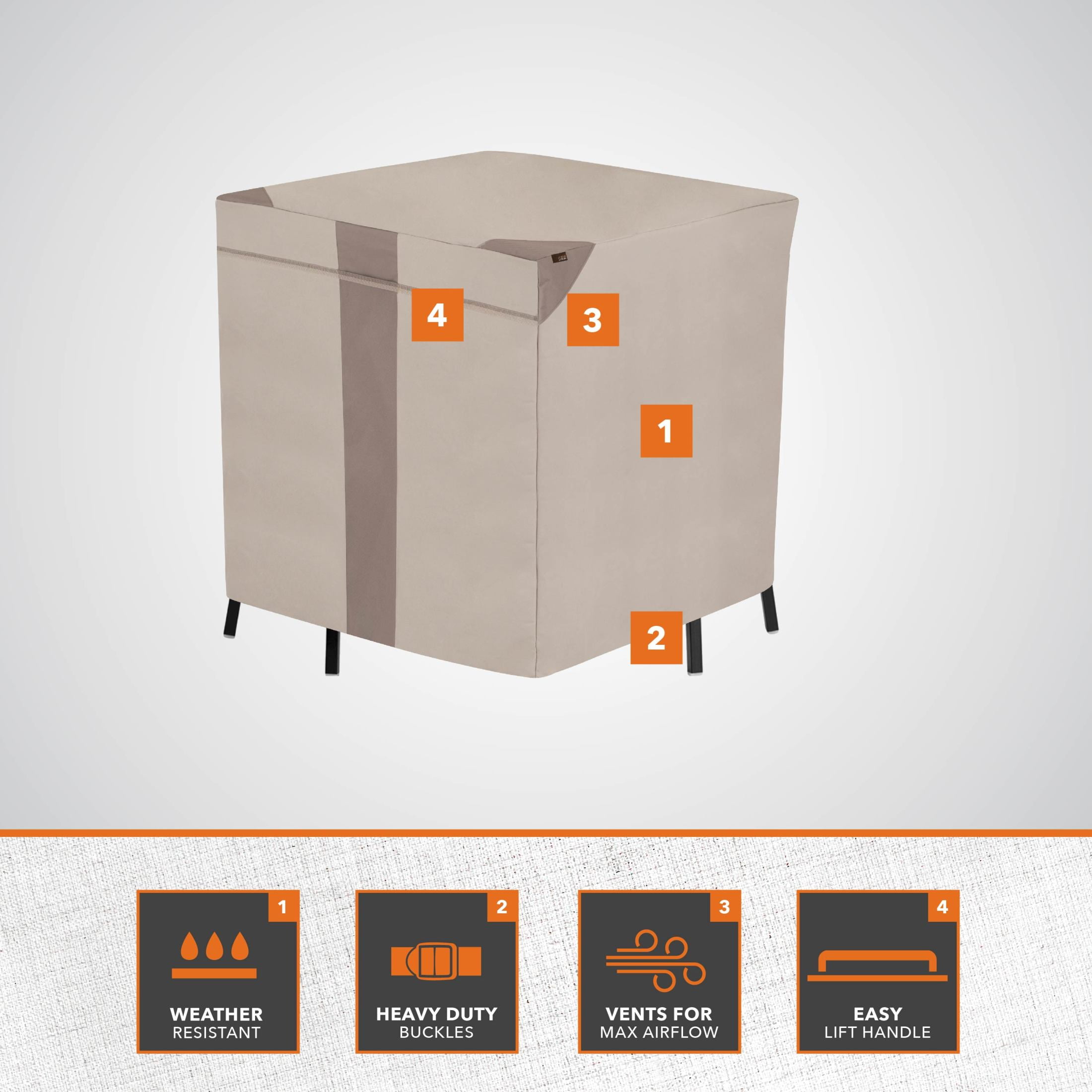 Modern Leisure Monterey Outdoor Patio Bar Table & Chair Set Cover, 66"L x 64"W x 34"H, Beige - Image 5