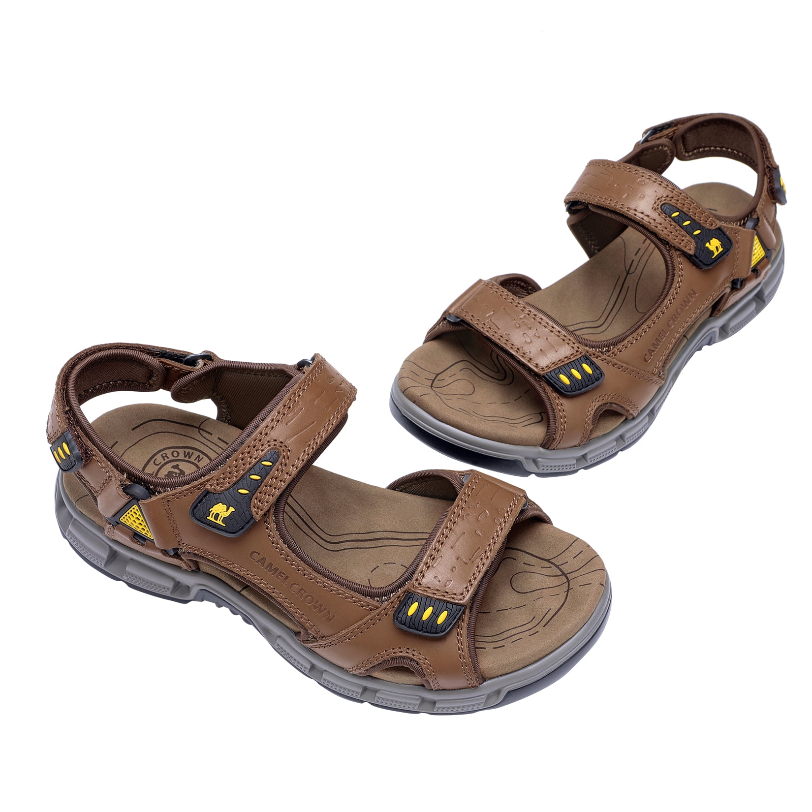 CAMEL CROWN Mens Leather Hiking Sandals Outdoor Beach Sports Male Water Sandals Fisherman Open Toe Shoes Adjustable Straps Athletic Sandals - Image 2
