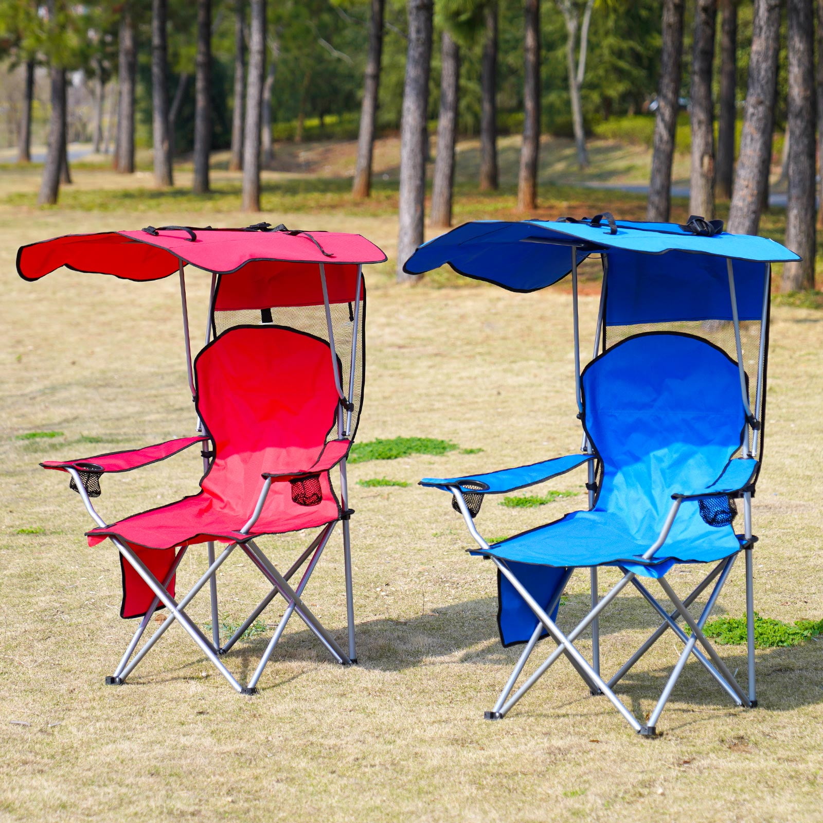 VTOY Camping Chair with Canopy Portable Canopy Camping Chairs with Shade for Outside Folding Beach Chairs with Shade for Adults(Olive Green) - Image 8
