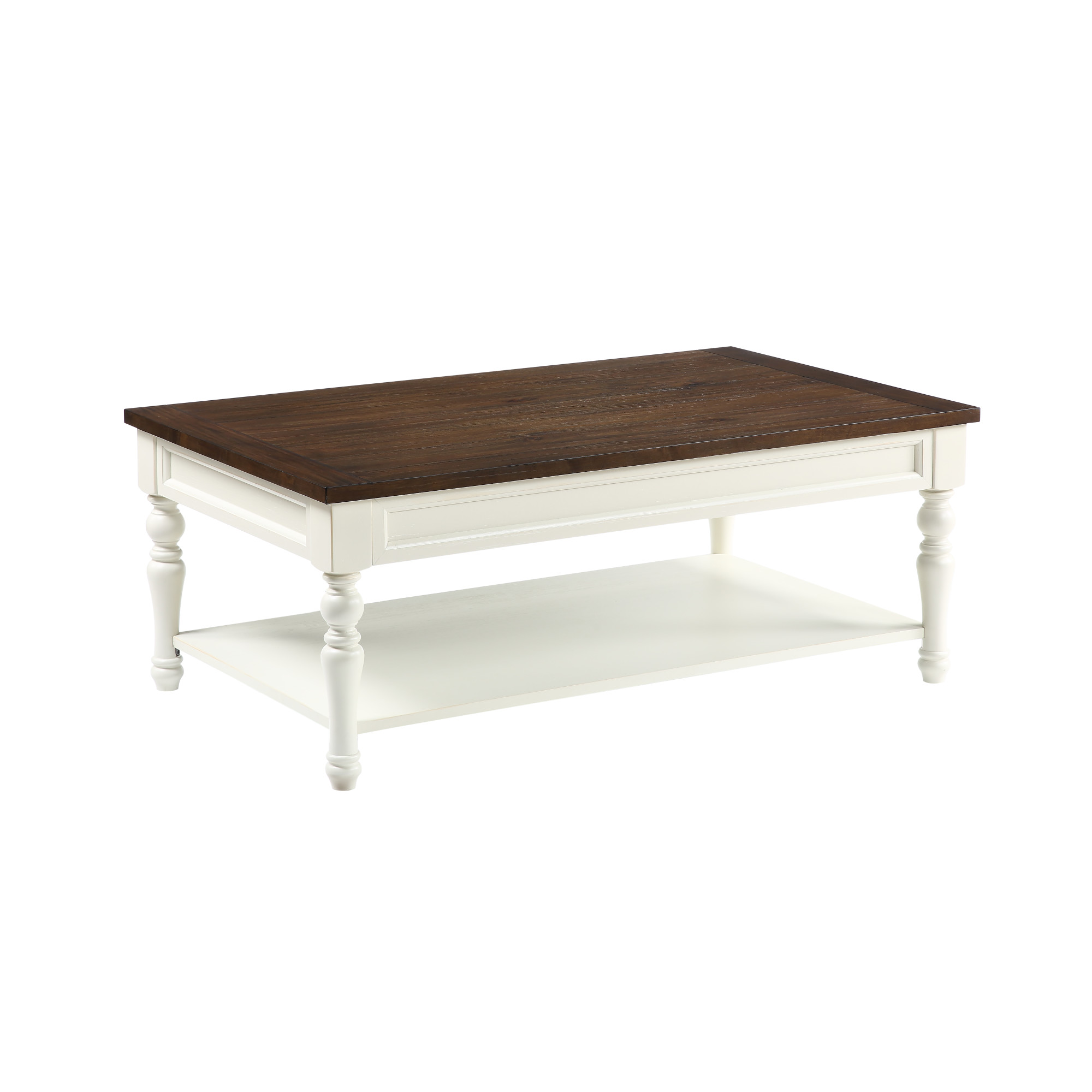 Joanna Farmhouse Two-tone Ivory and Mocha Wood Coffee Table - Image 3