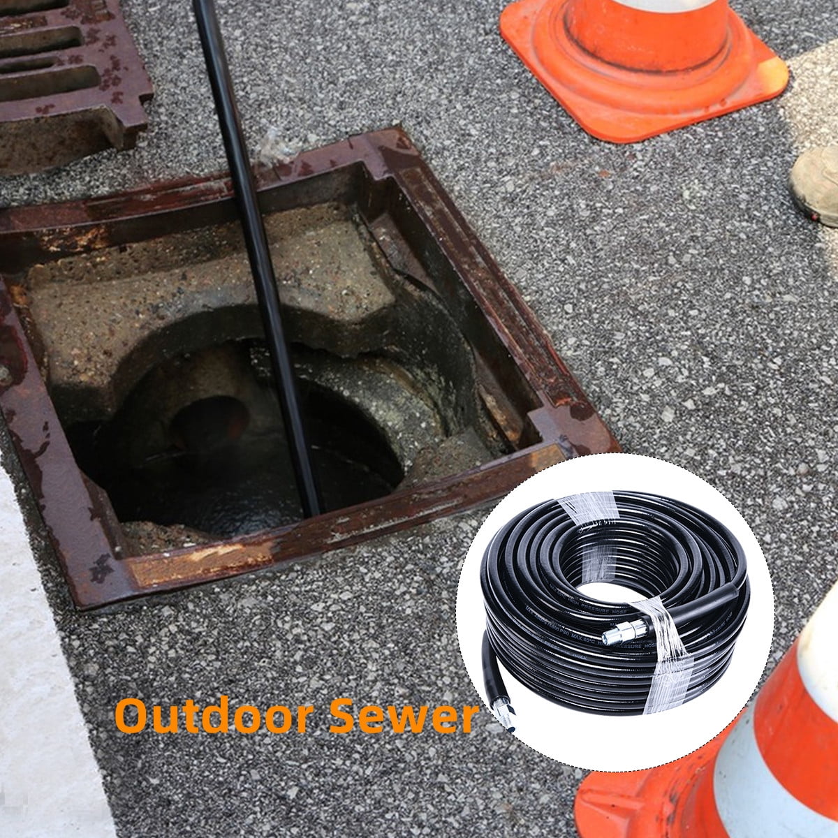 Powerful 100FT Sewer Jetter Kit for Pressure Washer 5800PSI Drain Cleaner Hose NPT Corner Rotating Nozzle Essential Jetting Attachment - Image 7