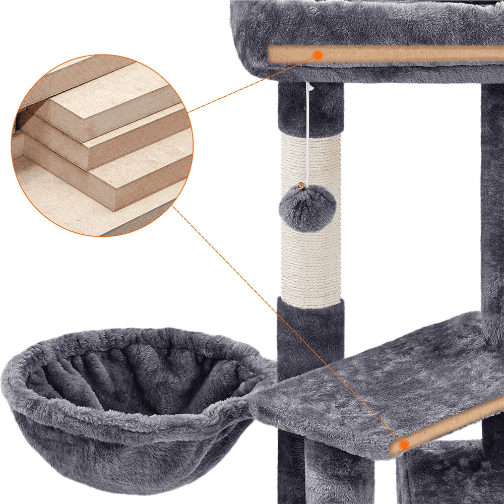 Alden Design 34.5" H Cat Tree Tower with Condo and Perches, Dark Gray - Image 7