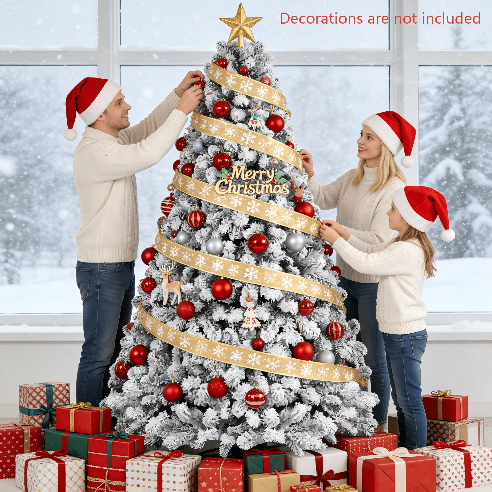 SUGIFT 6ft Snow Flocked Christmas Tree Unlit Holiday Decor - Image 6