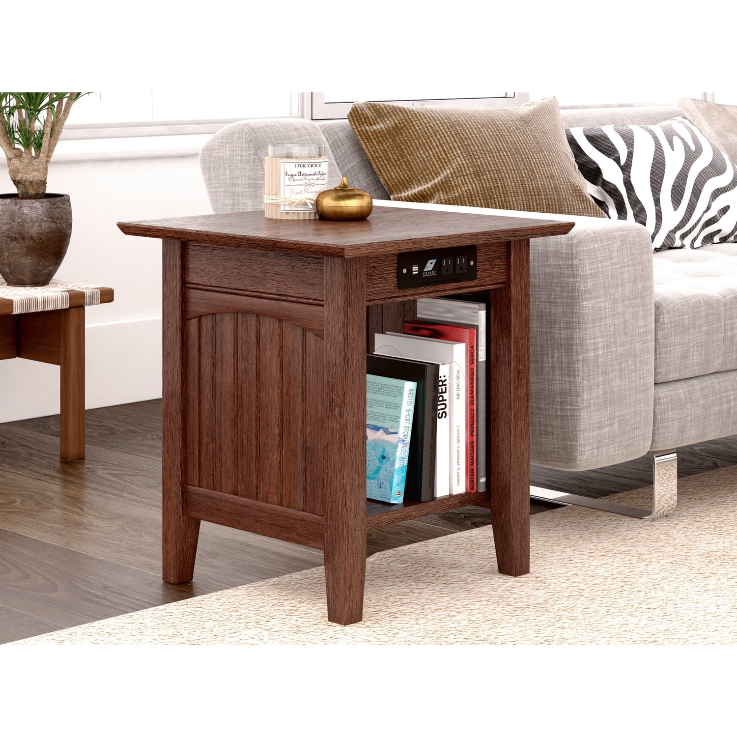AFI Nantucket End Table with Charging Station, Burnt Amber - Image 3
