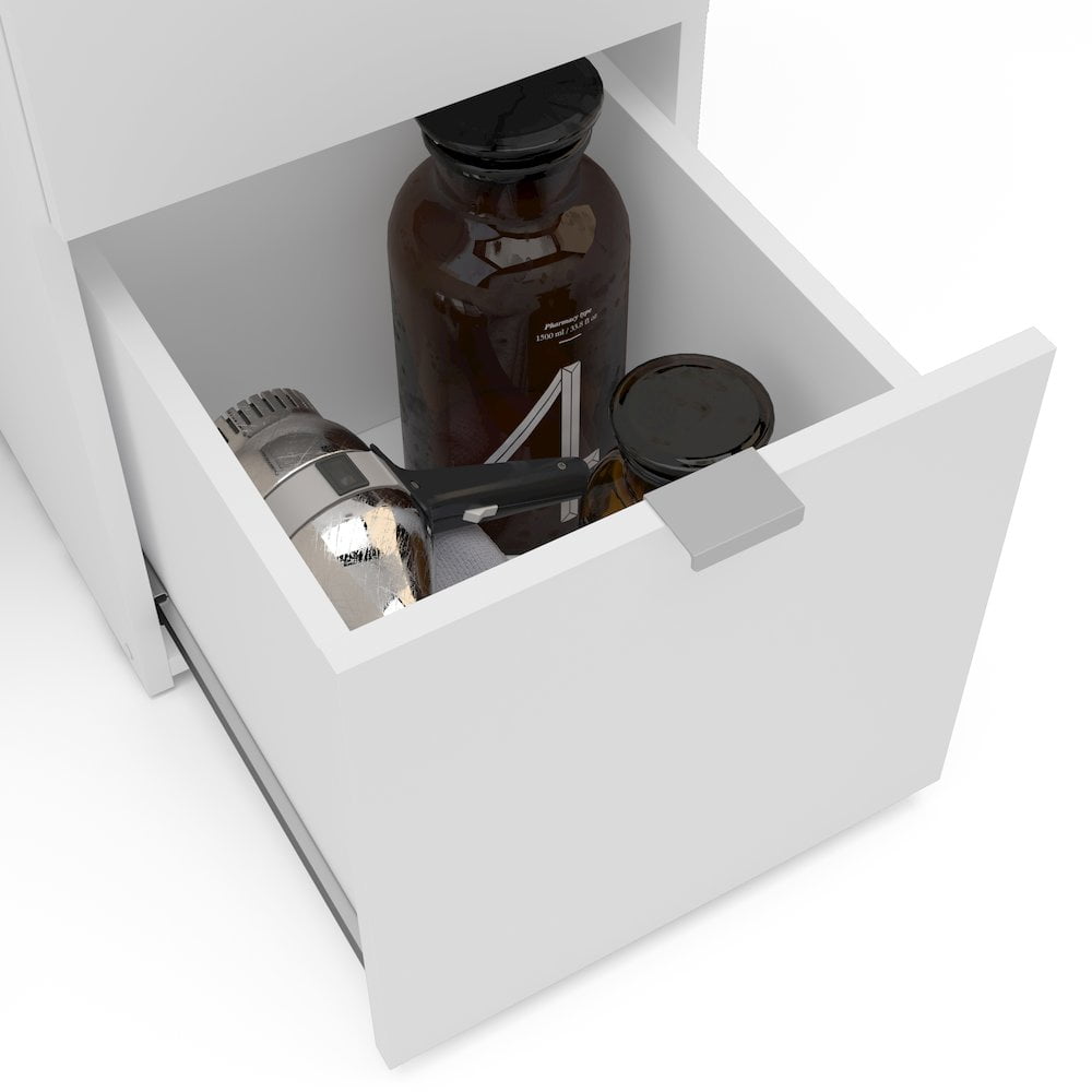 Polifurniture Olivia Modern Makeup Vantiy with Lighted Mirror, White - Image 3