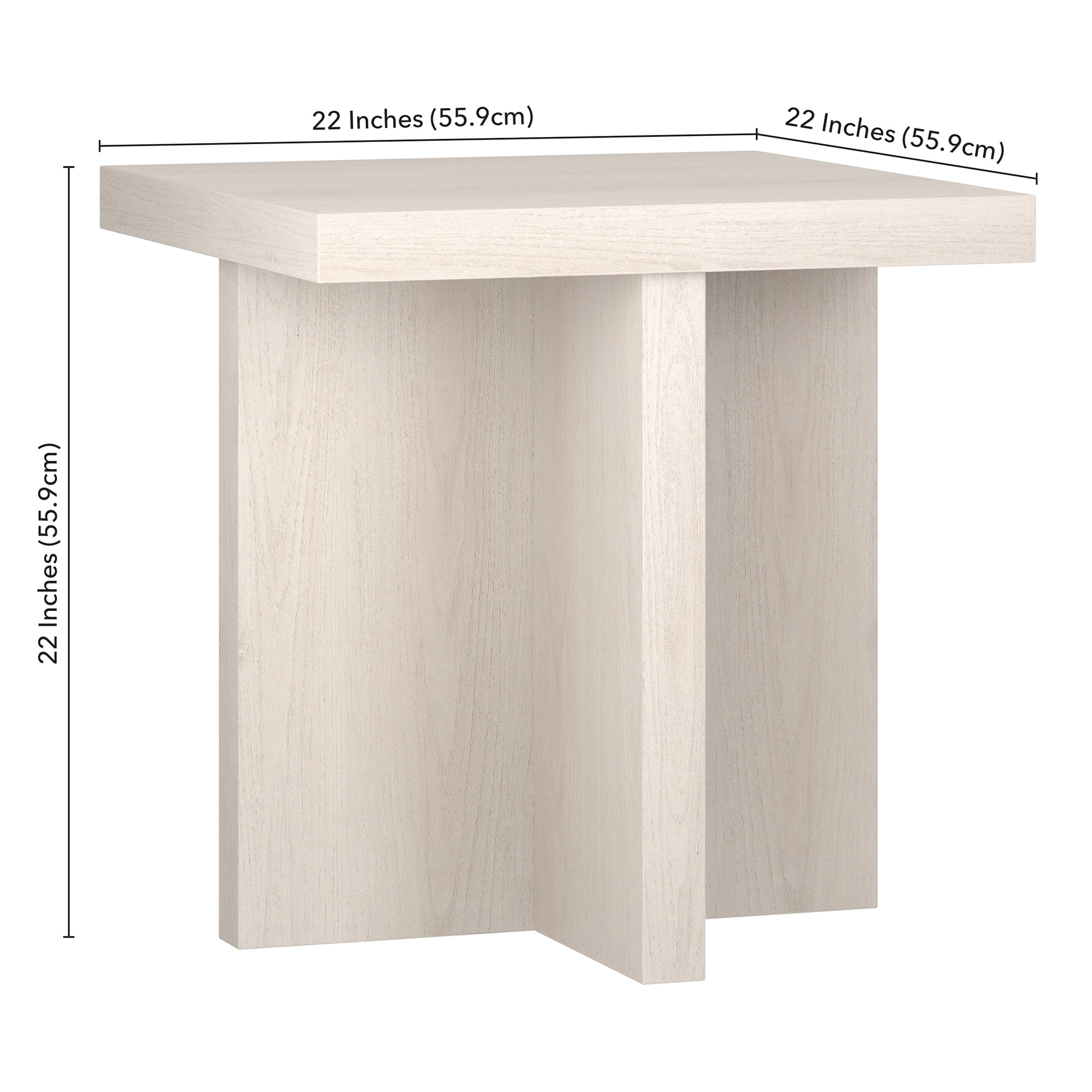 Evelyn&Zoe Elna Indoor Scandinavian Adjustable Fiberboard Square End Table, Alder White - Image 8