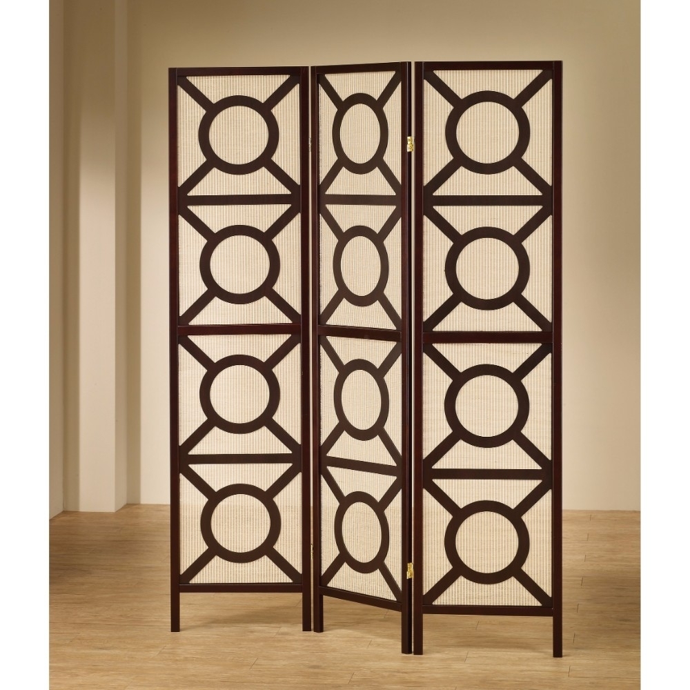 Coaster 3 Panel Room Divider,Geometric design, Tan Jute/cappuccino 70.25"H - Image 2