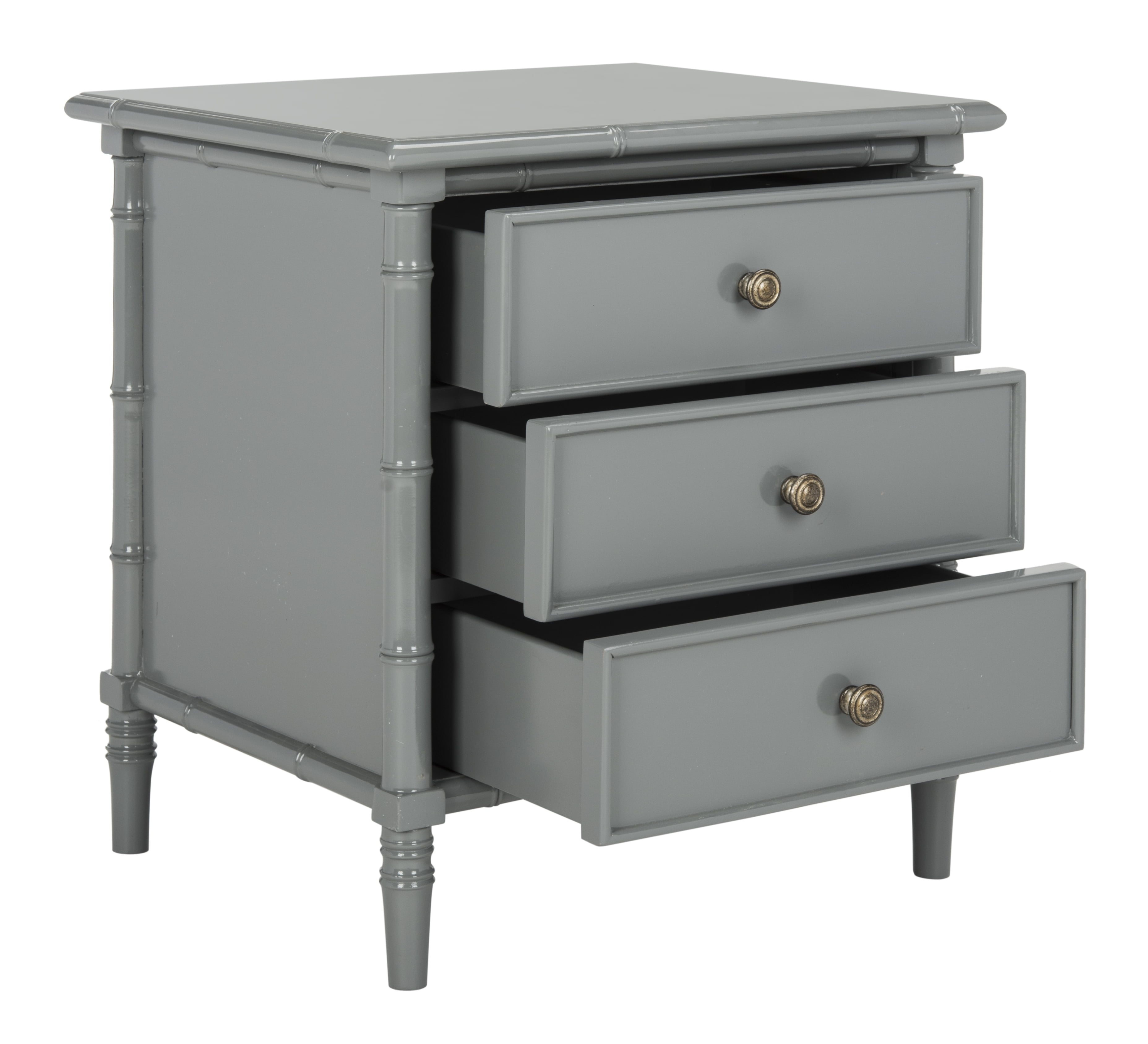 Safavieh Mina Modern Coastal 3-Drawer Grey Bamboo Nightstand - Image 5