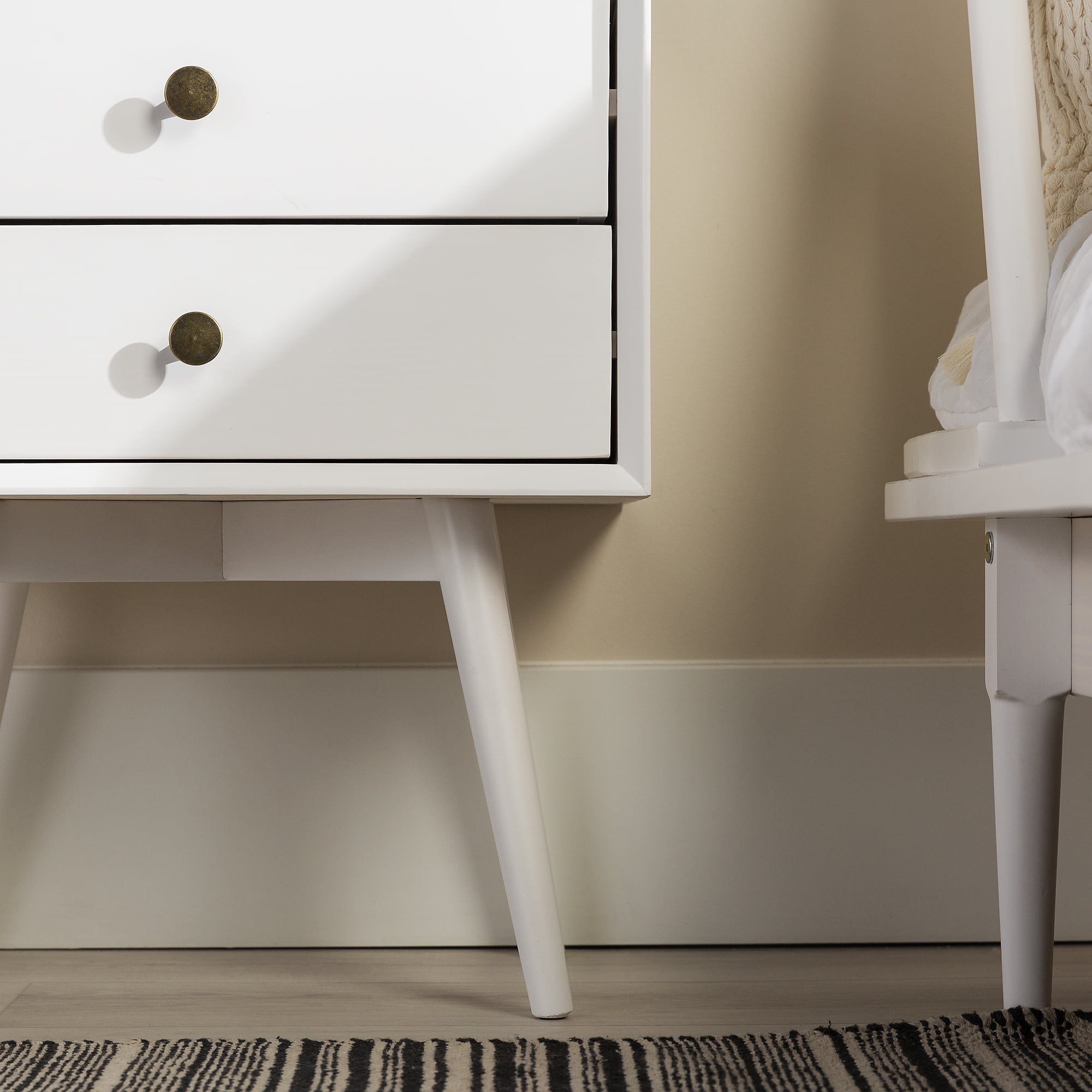 Walker Edison Mid Century Modern 2 Drawer Nightstand, White - Image 15