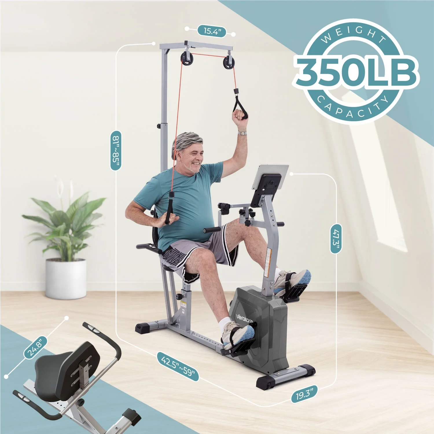 Verakare RBE3000 Adjustable Recumbent Exercise Bike - Image 2