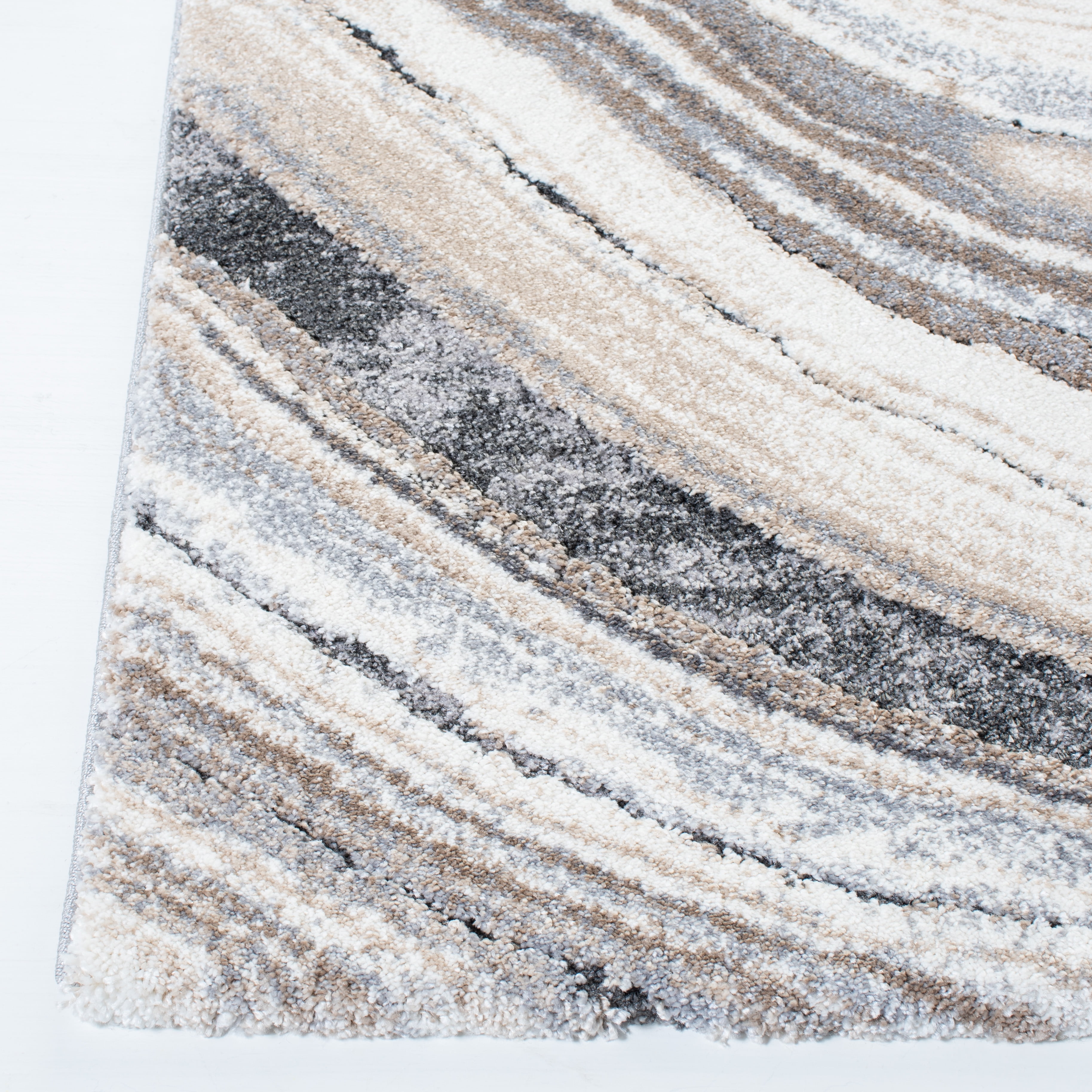 SAFAVIEH Cyrus Amelia Abstract Shag Area Rug, Ivory/Gray, 5'5" x 7'6" - Image 7