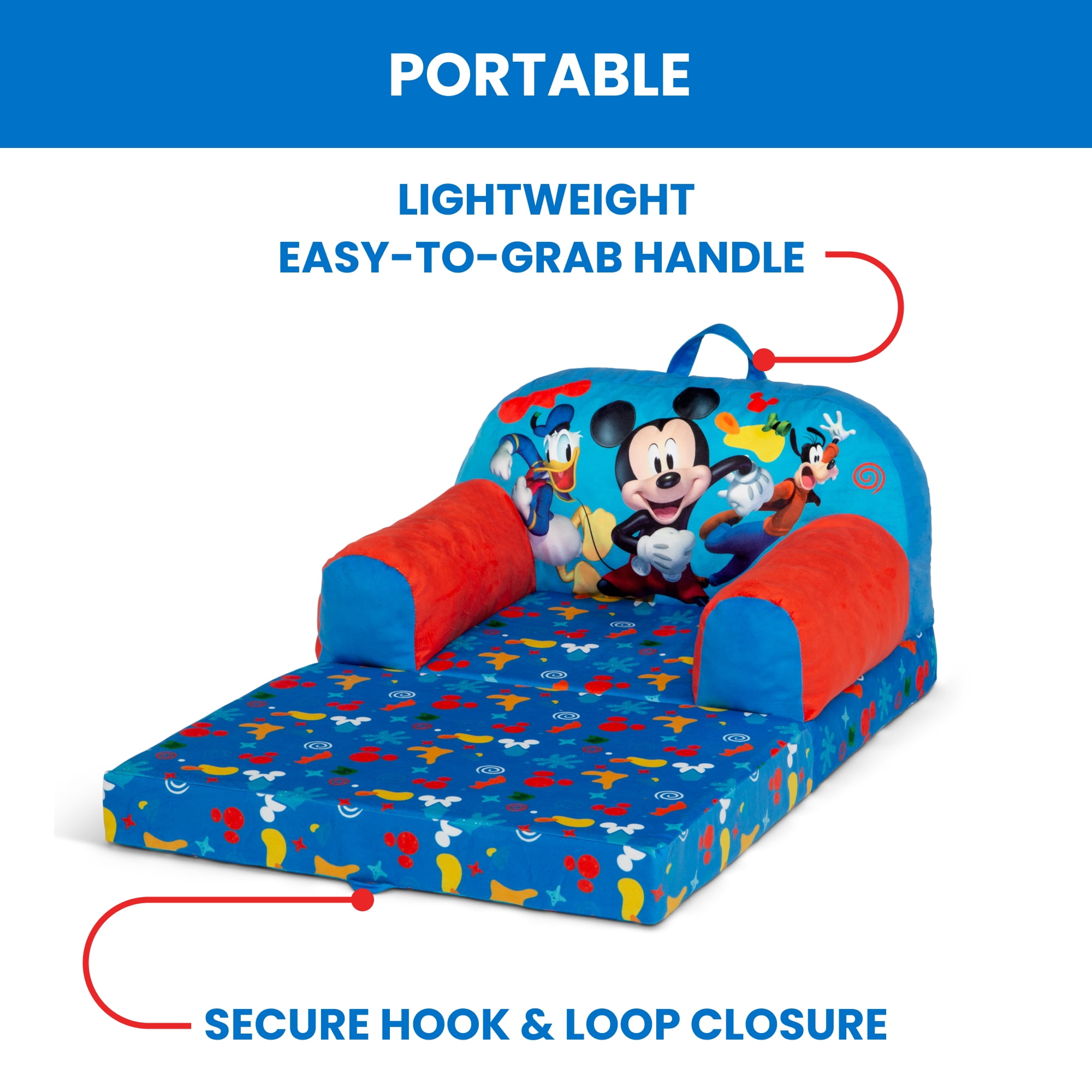Mickey Mouse Cozee Buddy Flip-Out Chair by Delta Children, Blue - Image 5