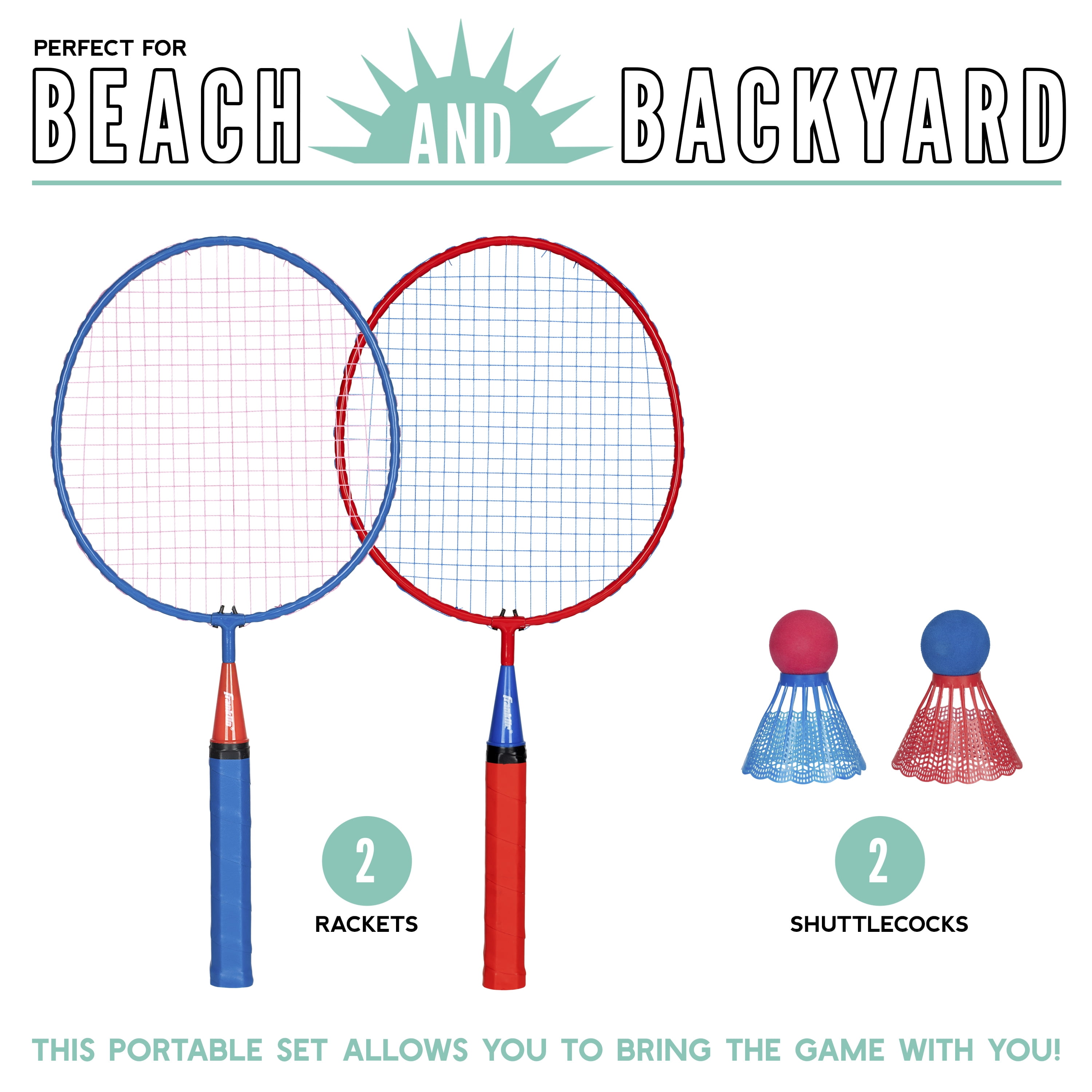 Franklin Sports Kids Jumbo Badminton Racket Set - Smashminton Kids Oversize Badminton Rackets Set - 2 Player Backyard + Beach Youth Badminton Set with Birdies + Jumbo Rackets Included - Image 10